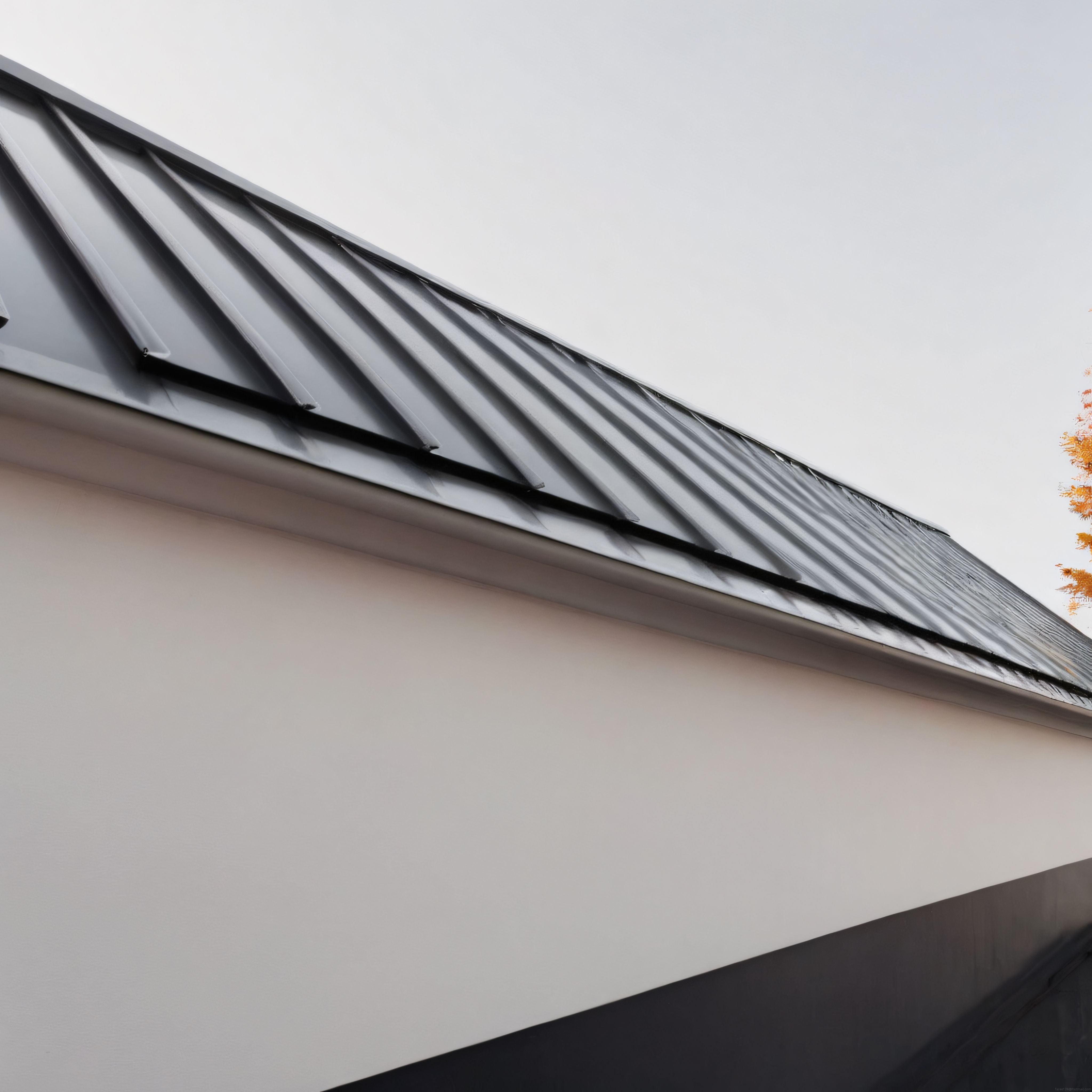 Modern Mimari Çatı Detayı ve Sonbahar Atmosferinde Minimalist Yapı