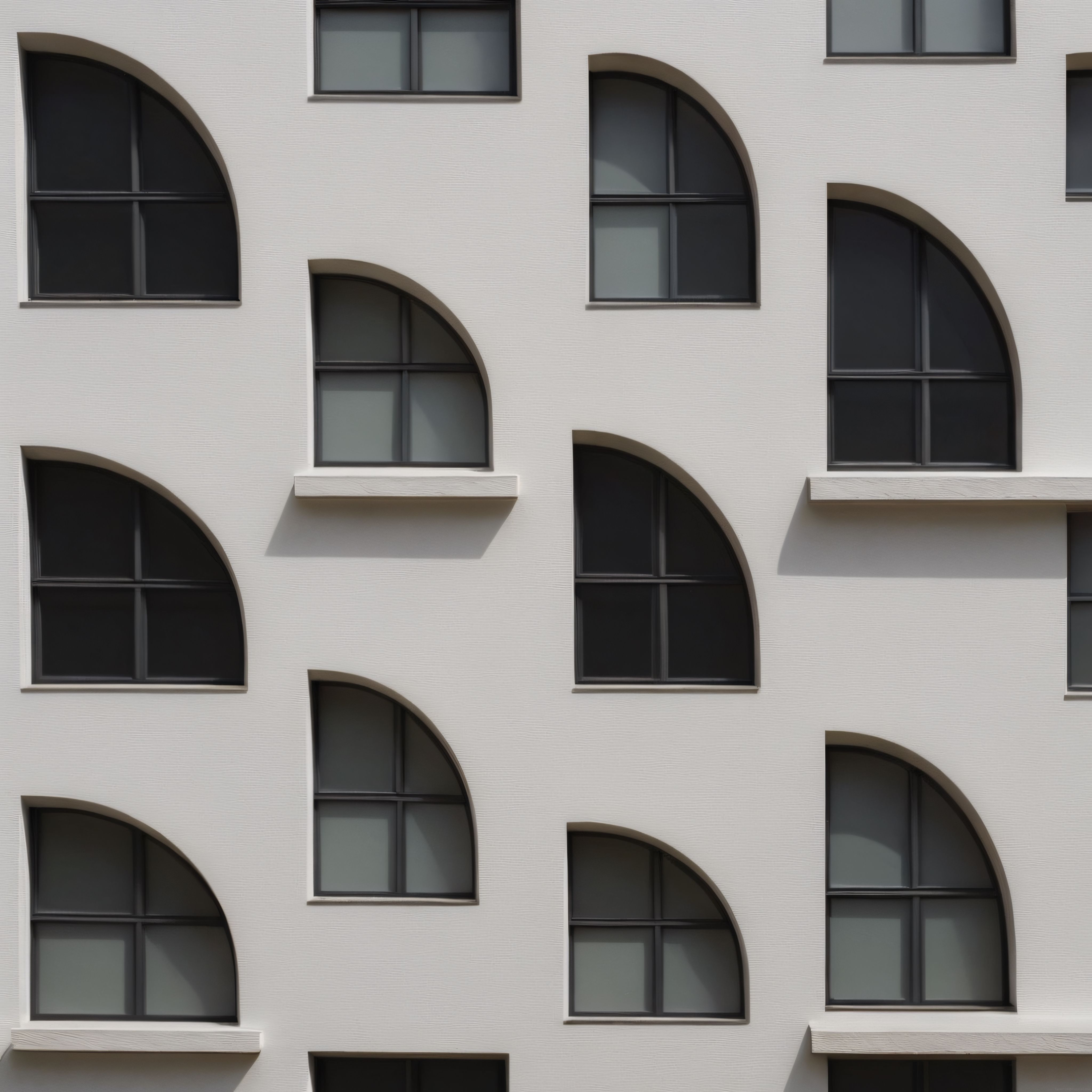 Modern Mimari Detay: Beyaz Cephede Geometrik Yarım Daire Pencereler