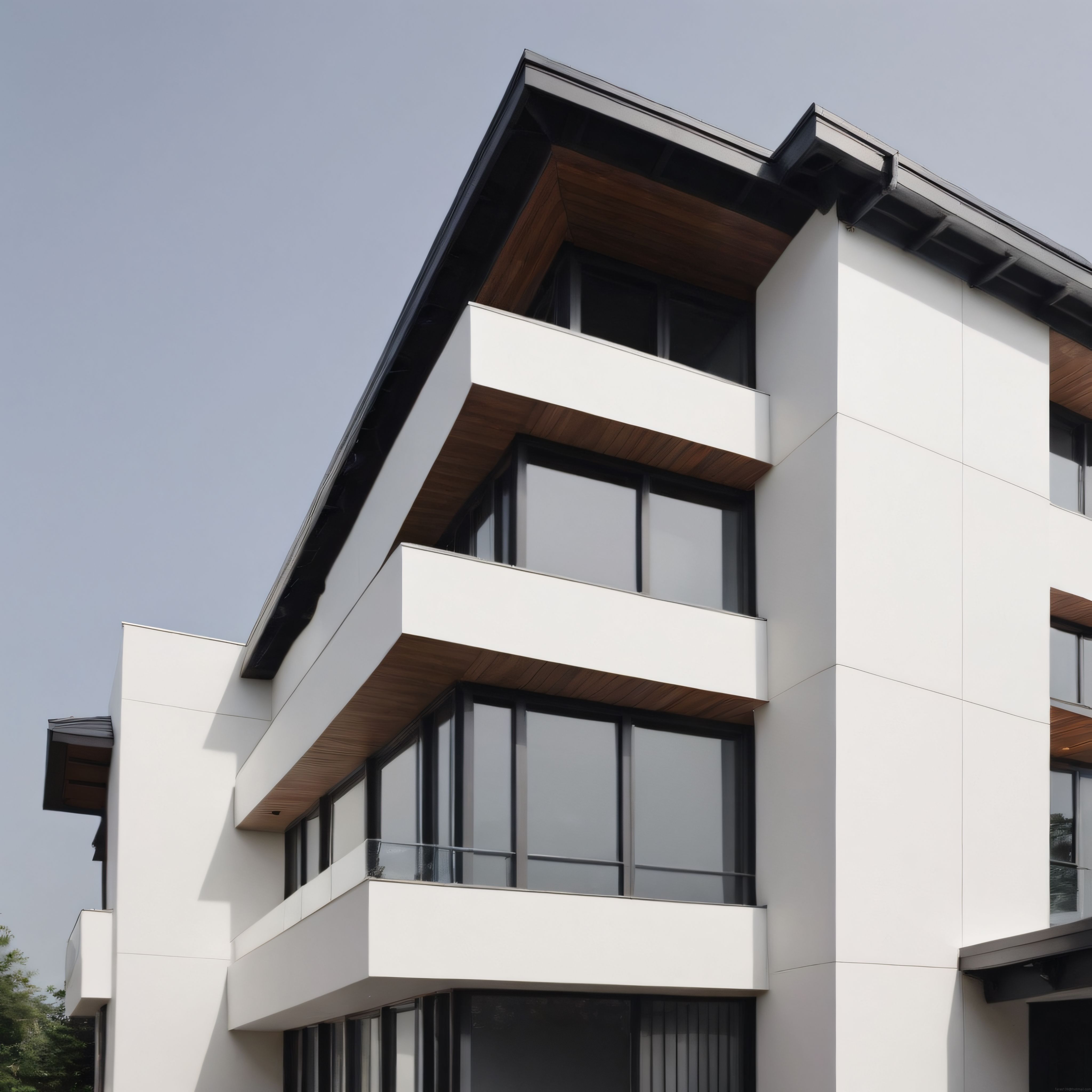 Modern Mimari Detayları ve Ahşap Detaylarla Süslenmiş Lüks Apartman Binası