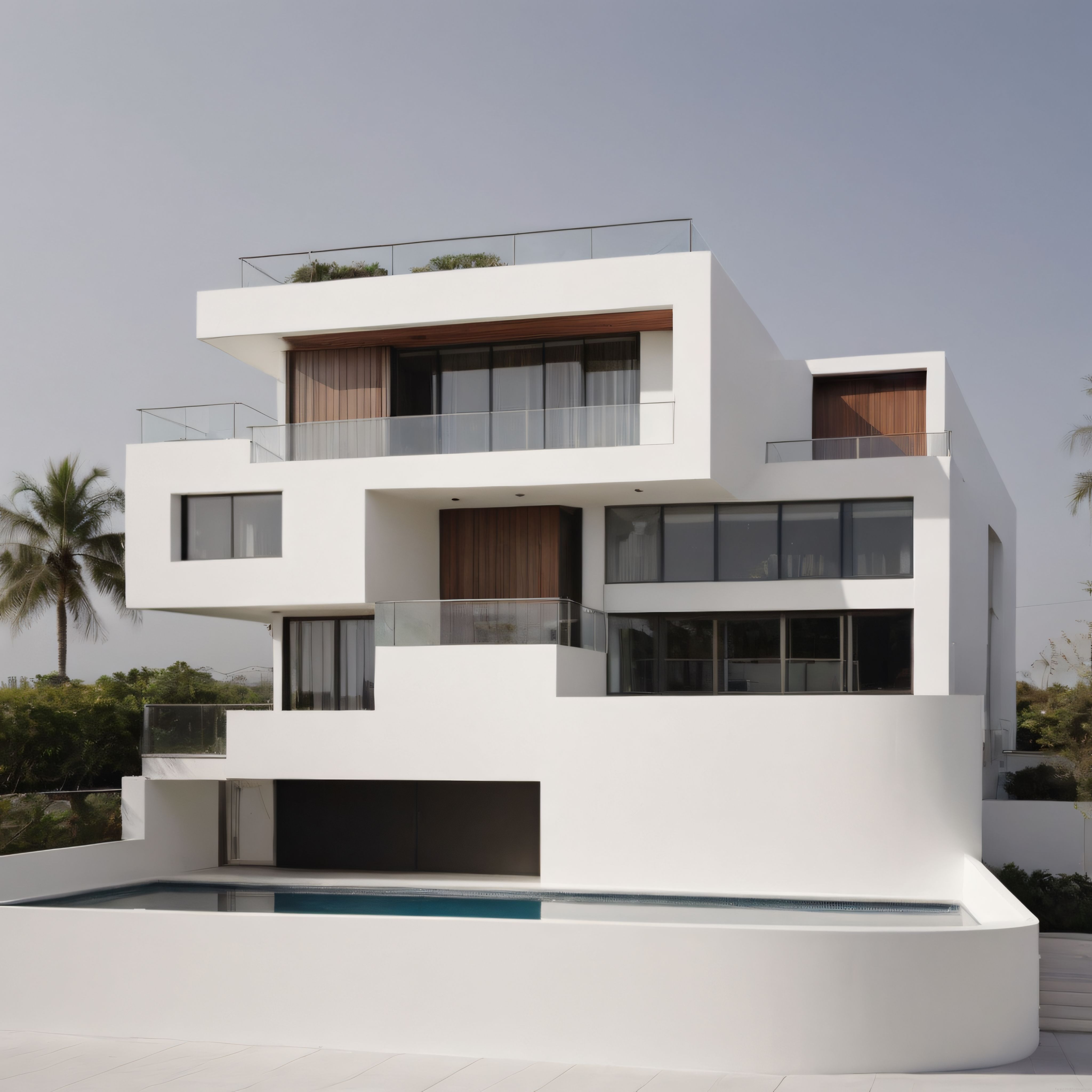 Modern Mimari Örneği: Beyaz Cepheli Lüks Villa ve Havuz Tasarımı