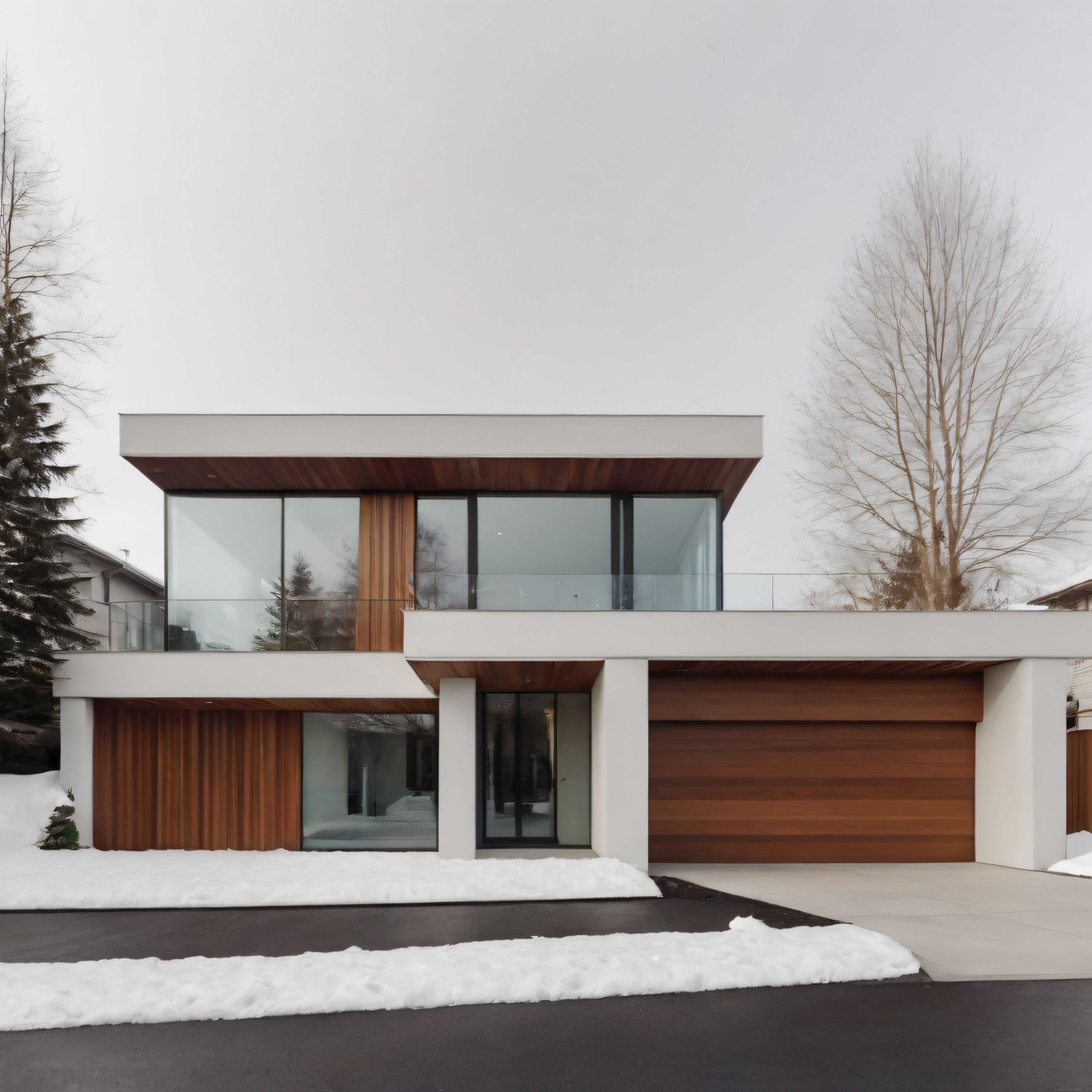Modern Mimari Örneği: Karlı Ortamda Minimalist Villa ve Ahşap Cephe