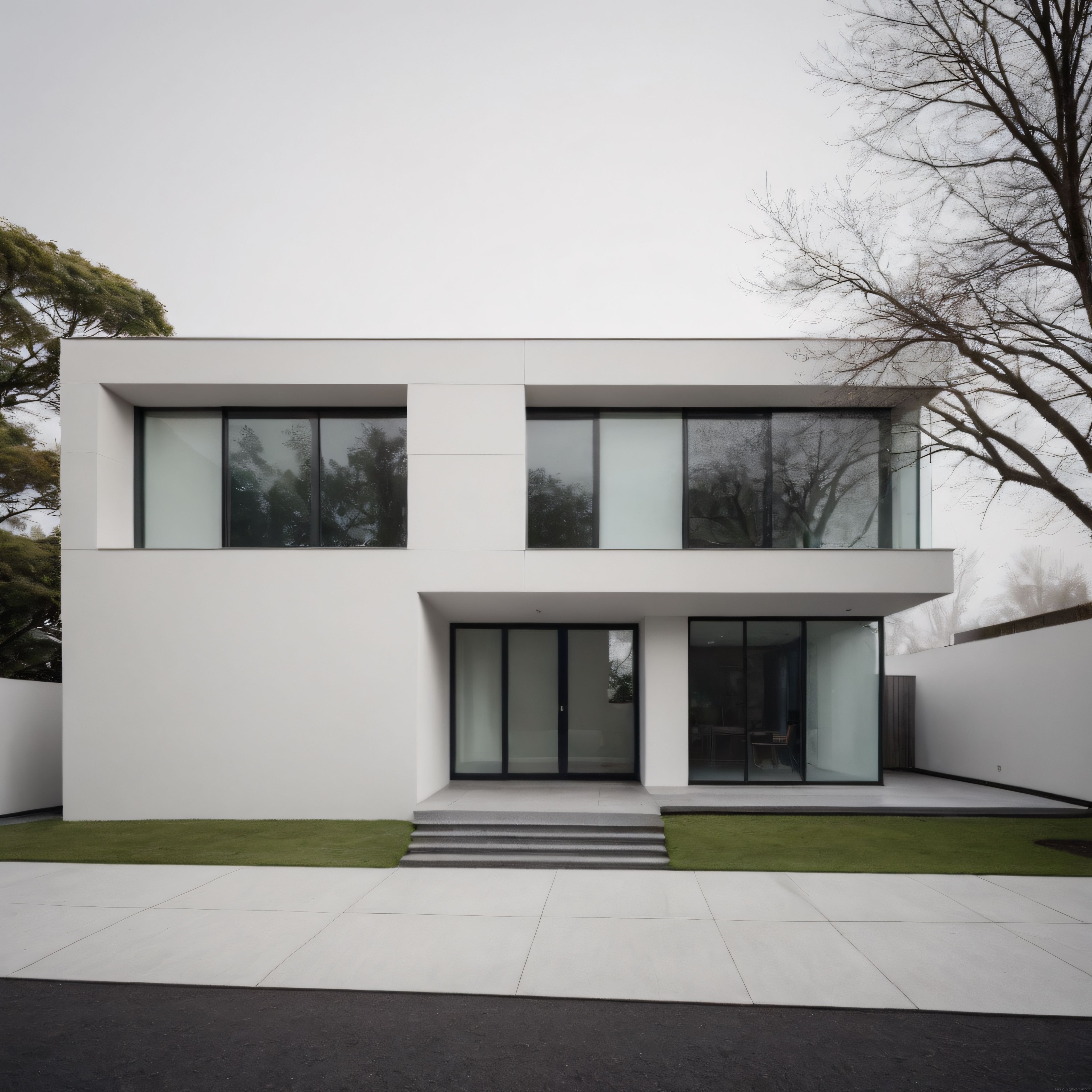 Modern Mimari Örneği: Minimalist Beyaz Villa ve Büyük Cam Cephe Detayları