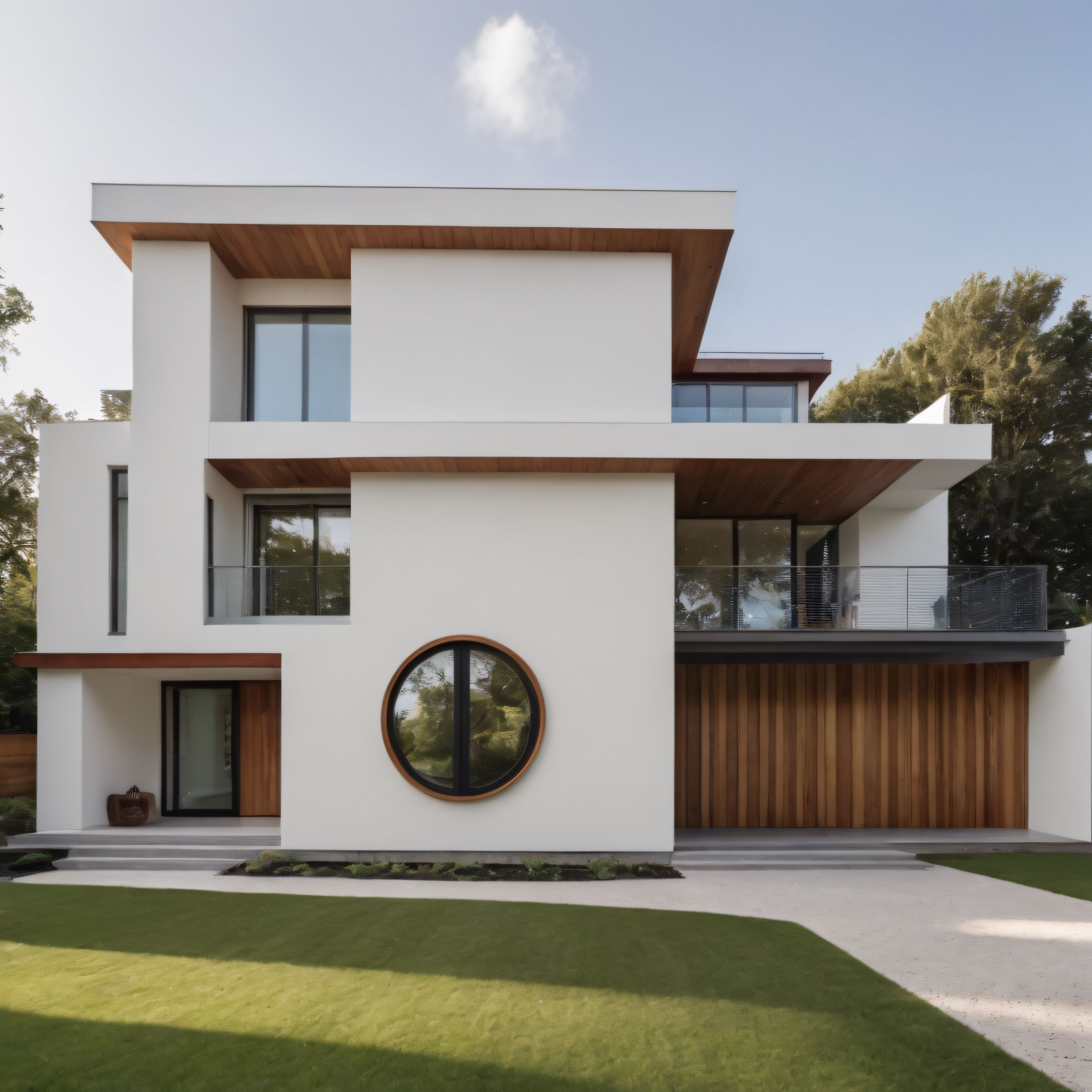 Modern Mimari ve Ahşap Detaylarla Tasarlanan Lüks Villa Ön Cephesi