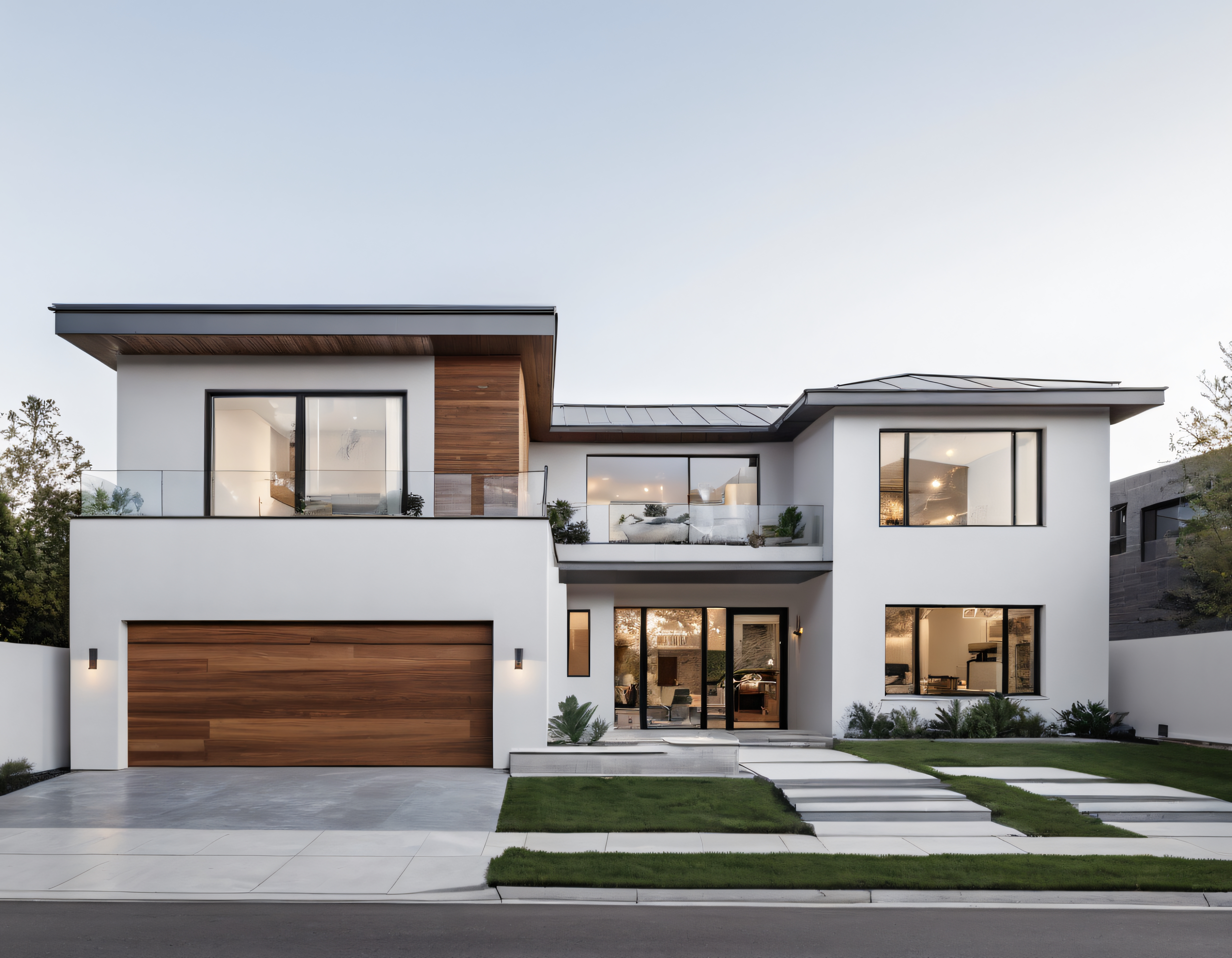 Modern Mimari ve Ahşap Detaylarla Tasarlanmış Lüks Villa Dış Cephesi