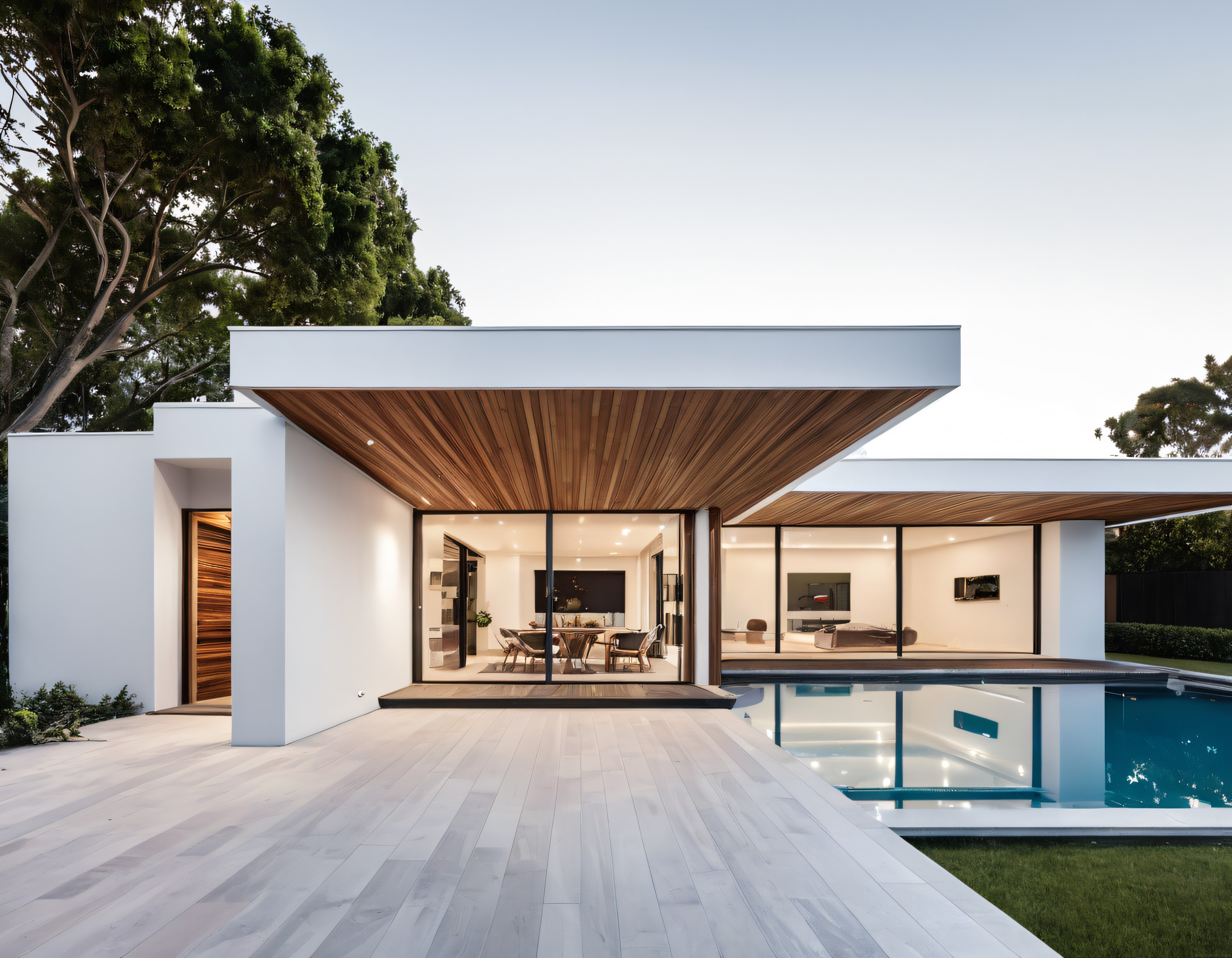 Modern Mimari ve Doğal Ahşap Detayların Birleştiği Lüks Havuzlu Villa Tasarımı