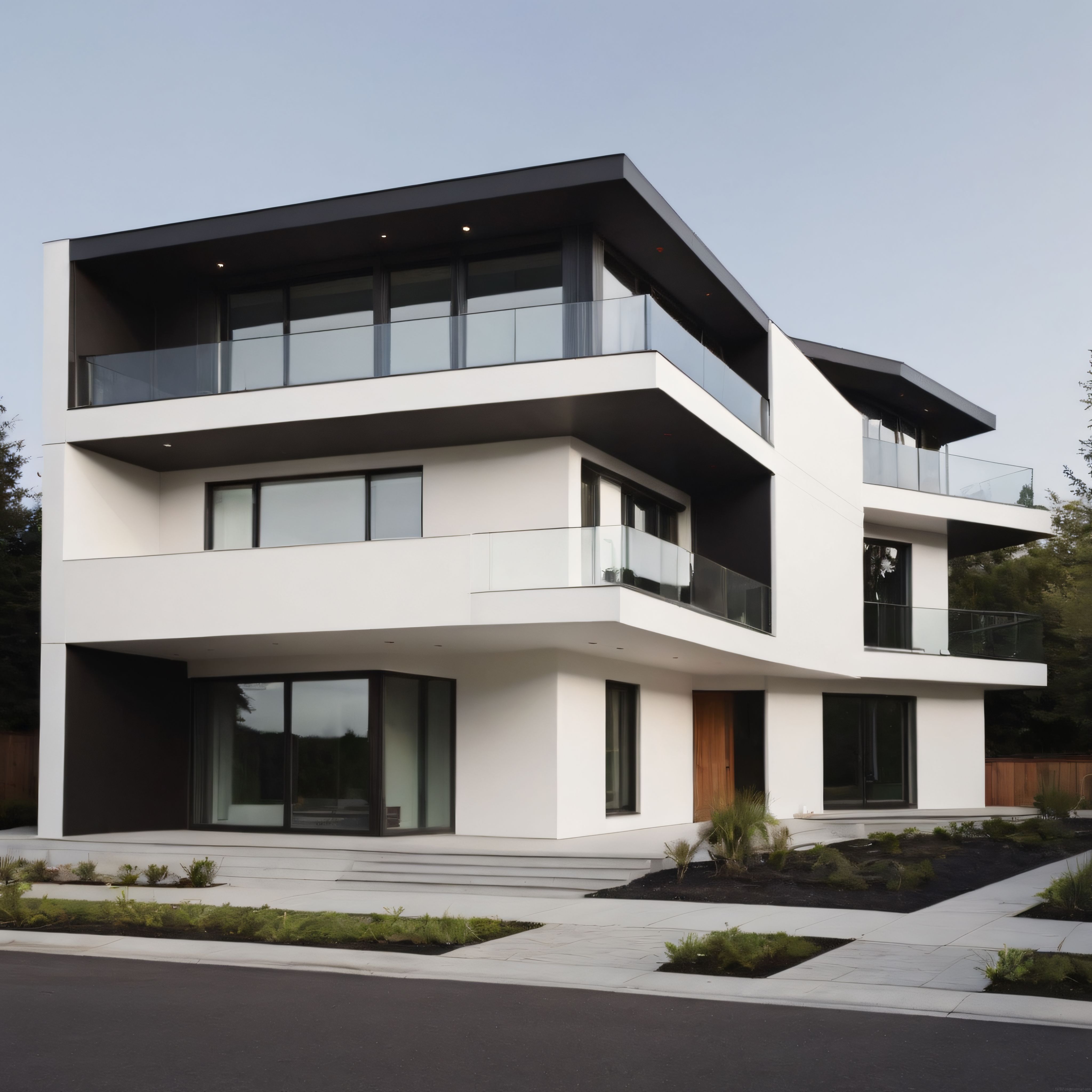 Modern Mimari ve Minimalist Çizgilerle Tasarlanmış Lüks Beyaz Villa Dış Cephesi