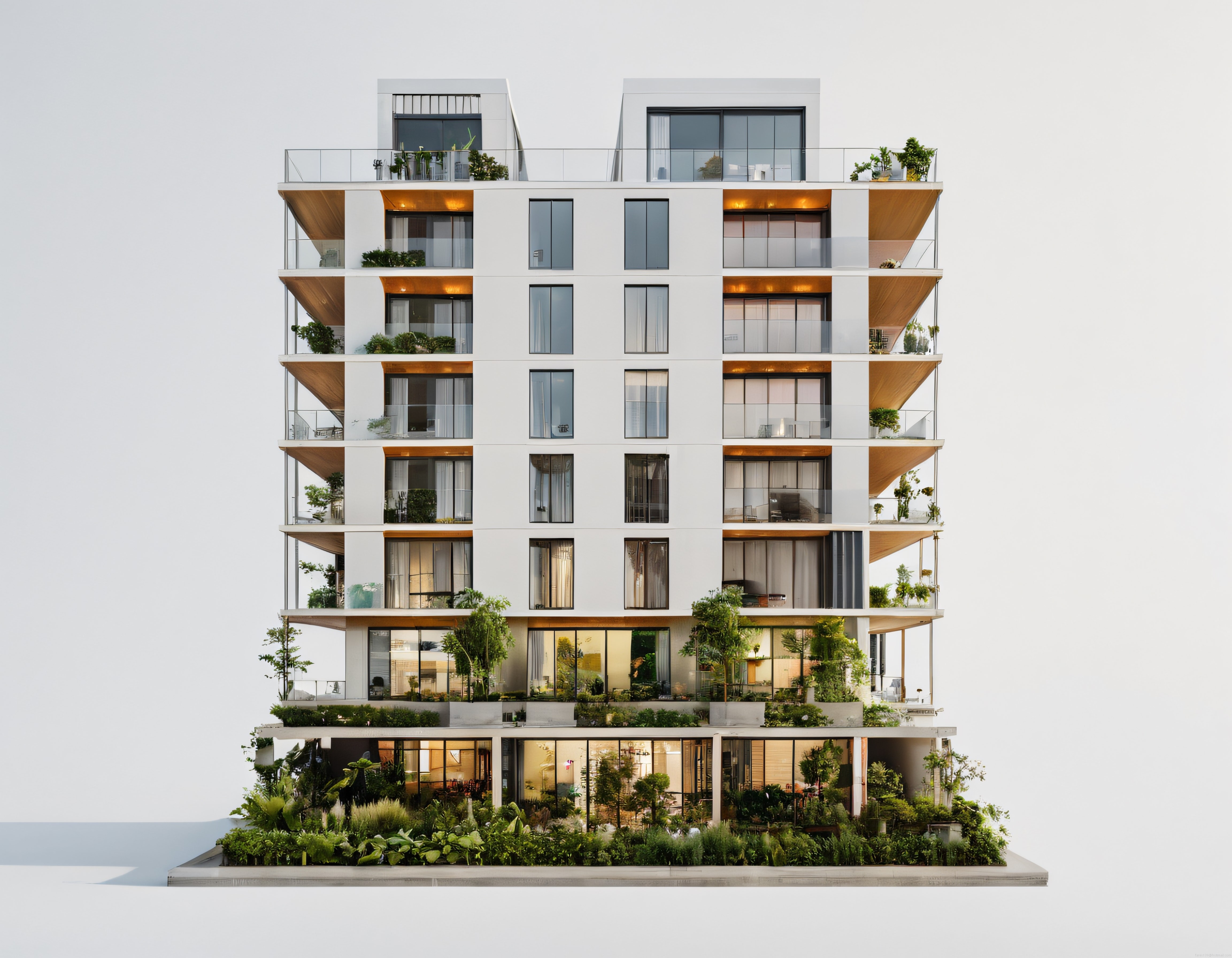 Modern Mimari ve Yeşil Balkonlarıyla Sıra Dışı Apartman Tasarımı