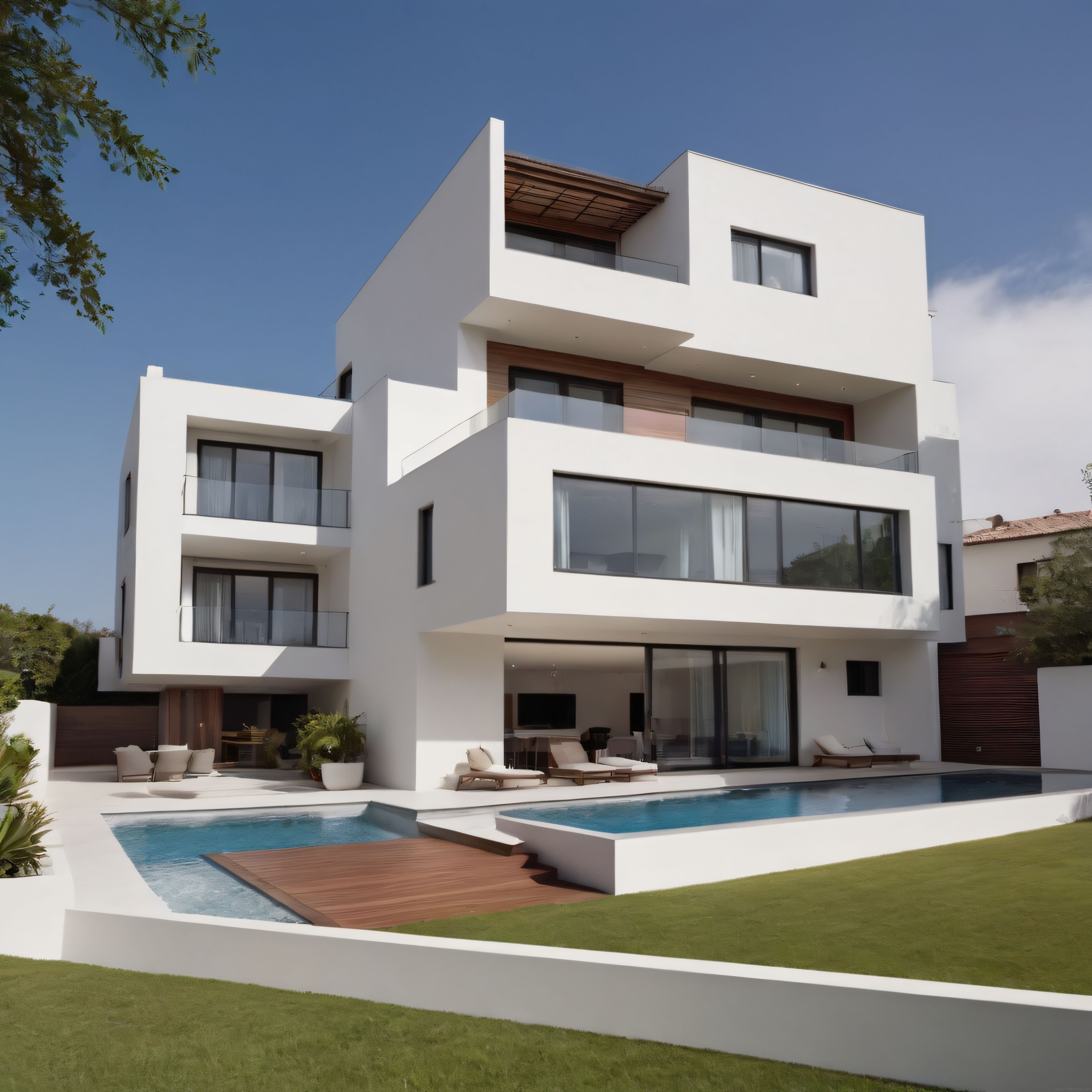 Modern Mimari Villa Tasarımı: Beyaz Cephe ve Sonsuzluk Havuzu