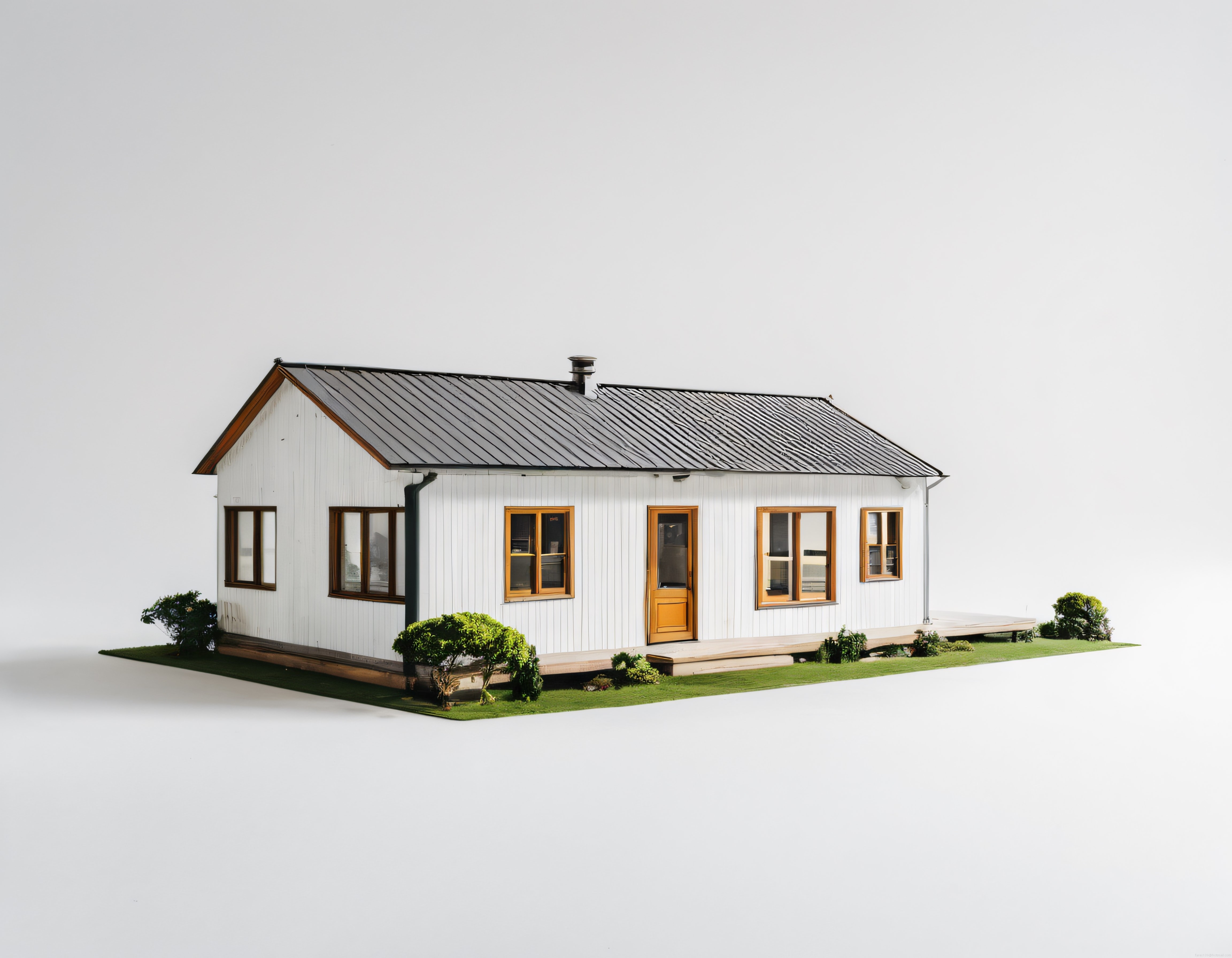 Modern Mimariye Sahip Beyaz Tek Katlı Ev Tasarımı ve Cephe Detayları