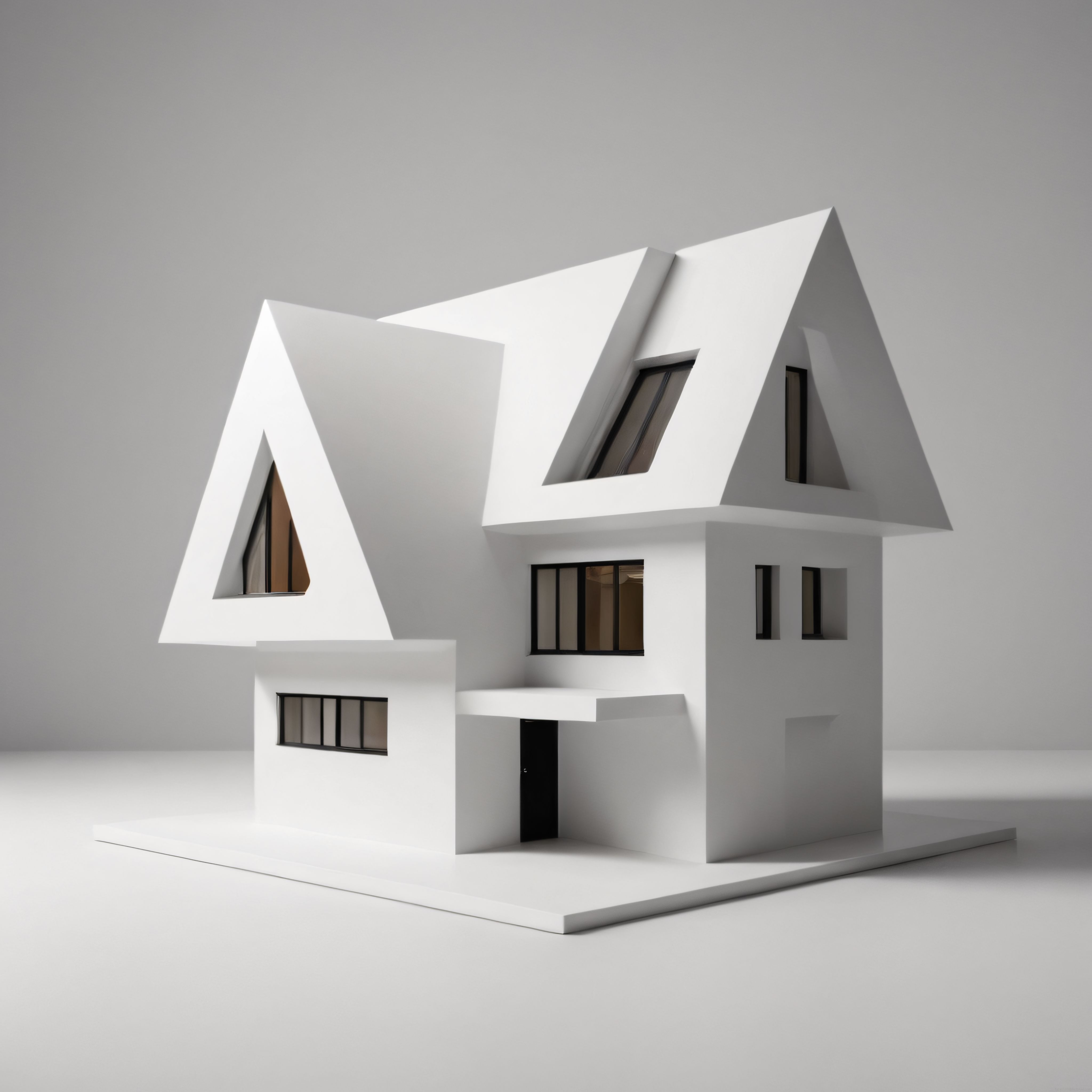 Modern Minimalist Beyaz Ev Tasarımı ve Geometrik Mimari Detaylar