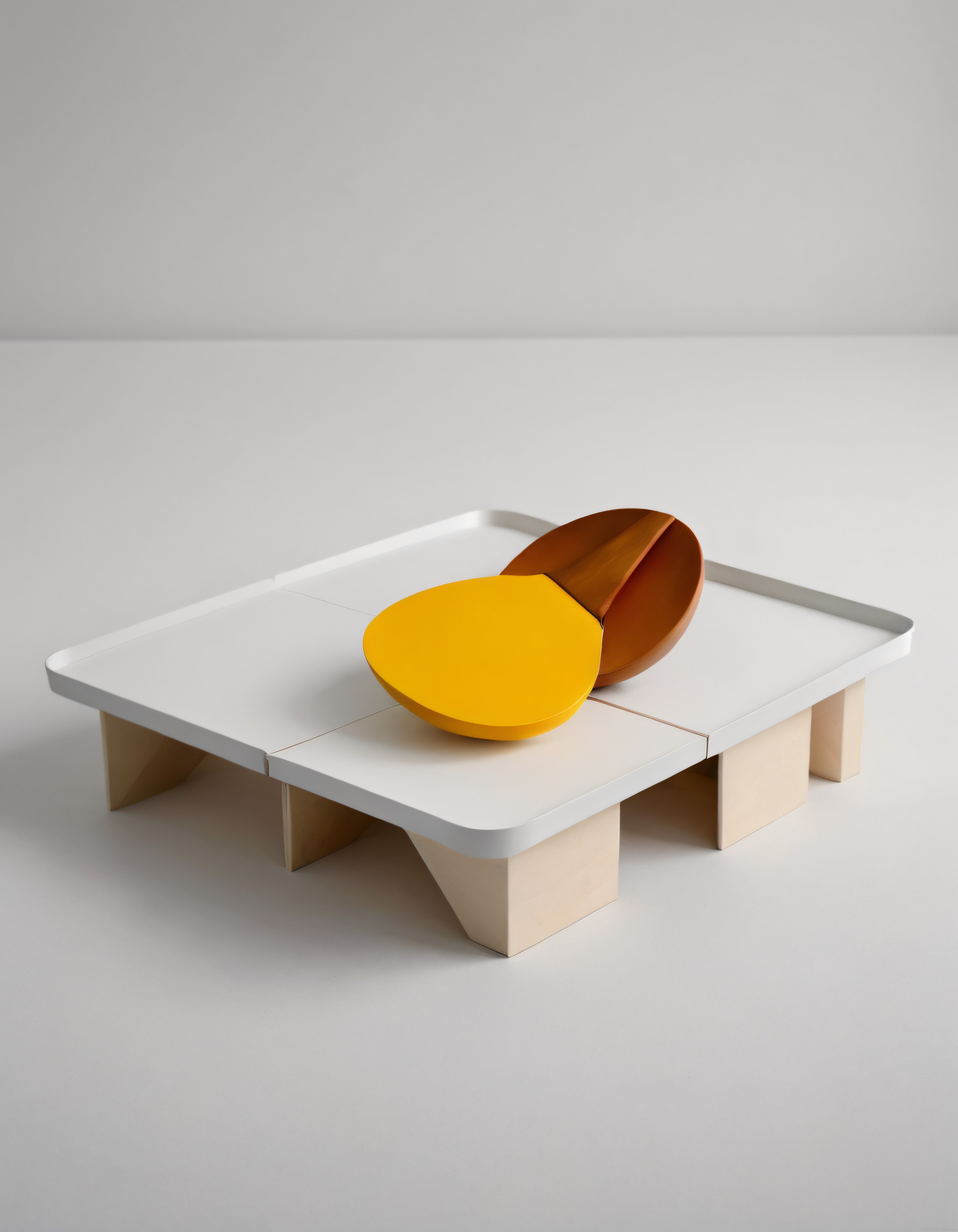 Modern Minimalist Beyaz Sehpa Üzerinde Sanatsal Dekoratif Kase
