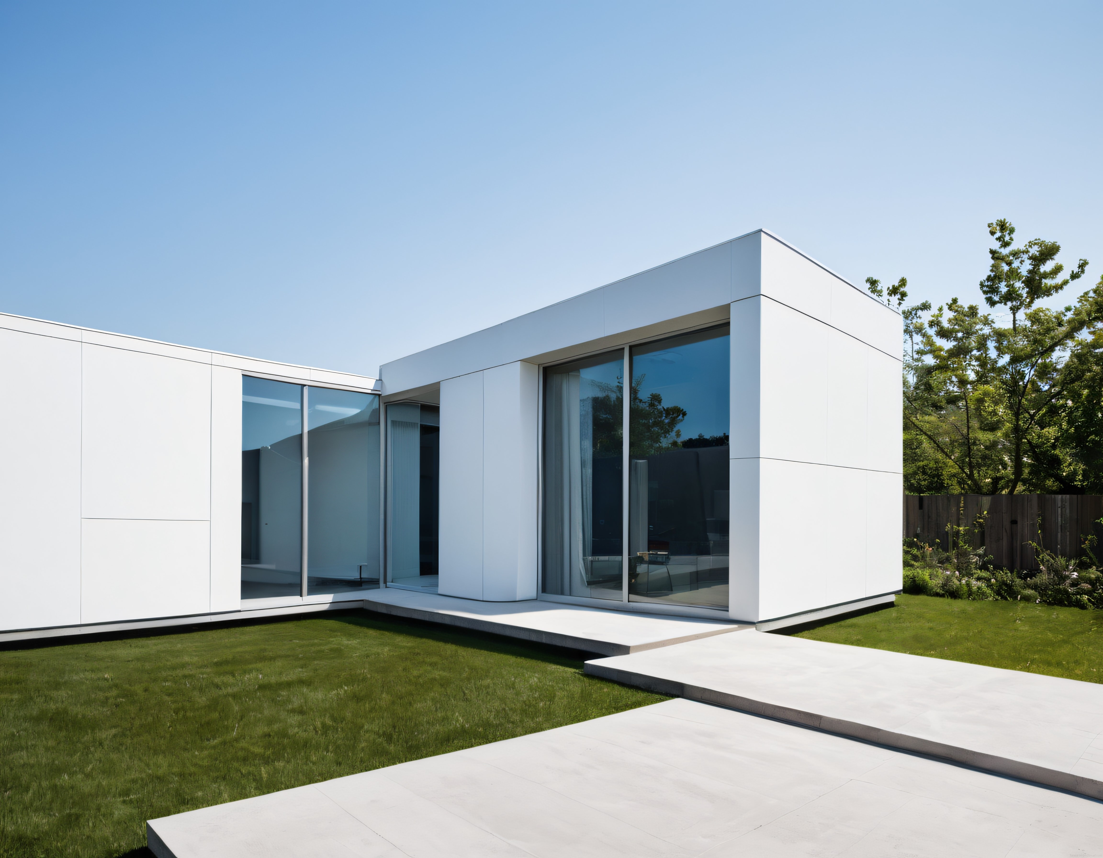 Modern minimalist beyaz villa tasarımı ve geniş bahçeli çağdaş konut örneği