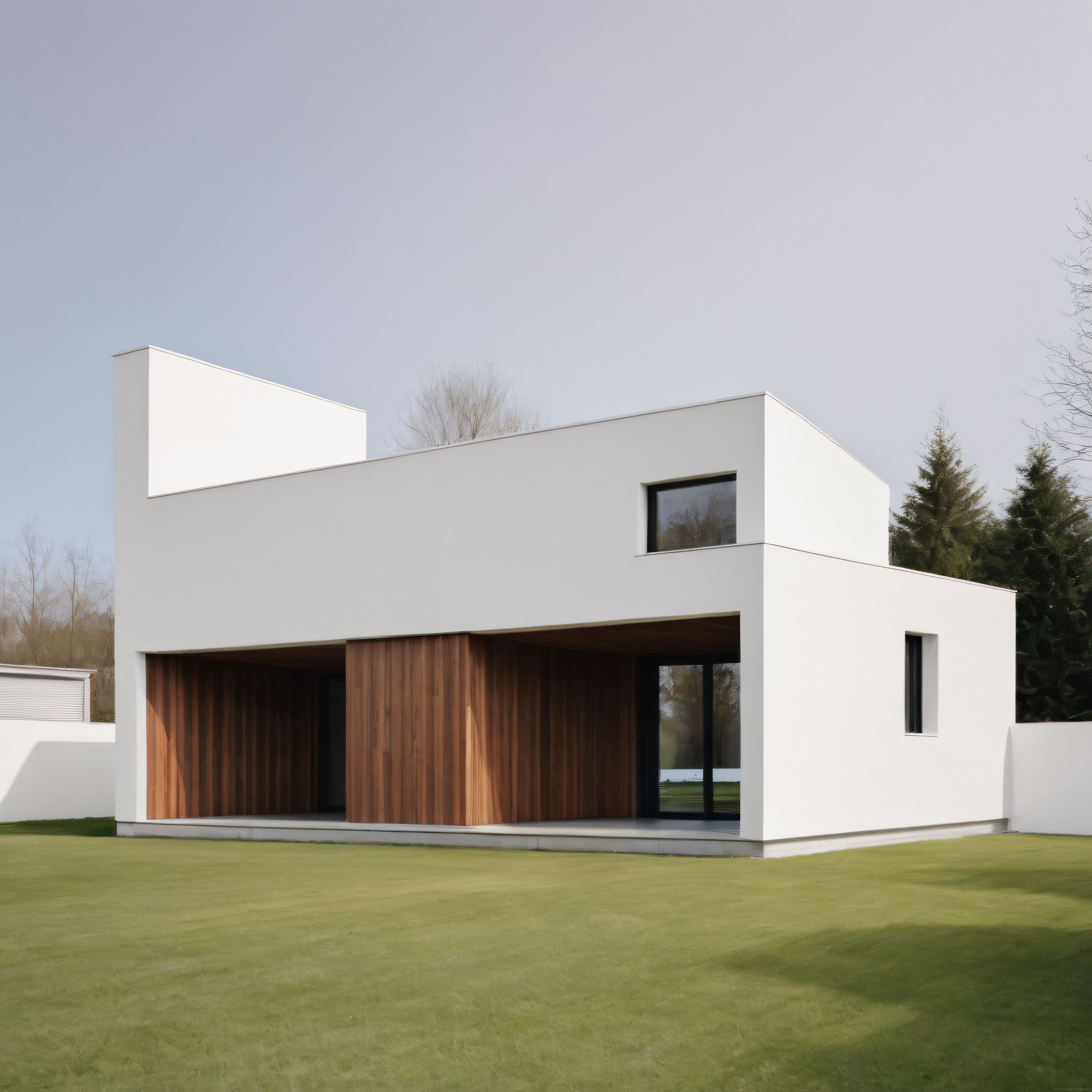 Modern Minimalist Beyaz Villa ve Ahşap Detaylarla Doğanın İçindeki Mimarisi