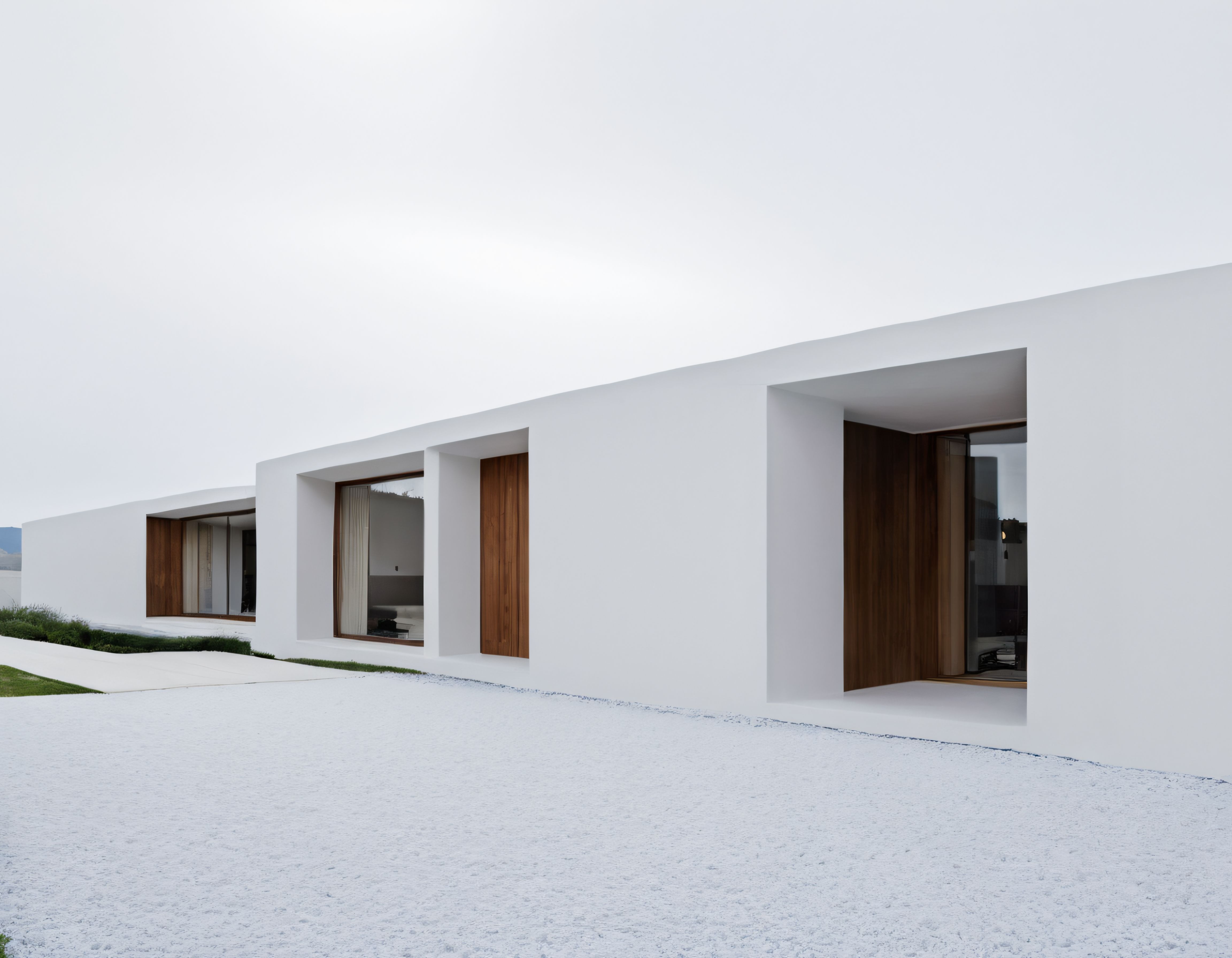 Modern Minimalist Beyaz Villa ve Doğayla Uyumlu Bahçe Tasarımı