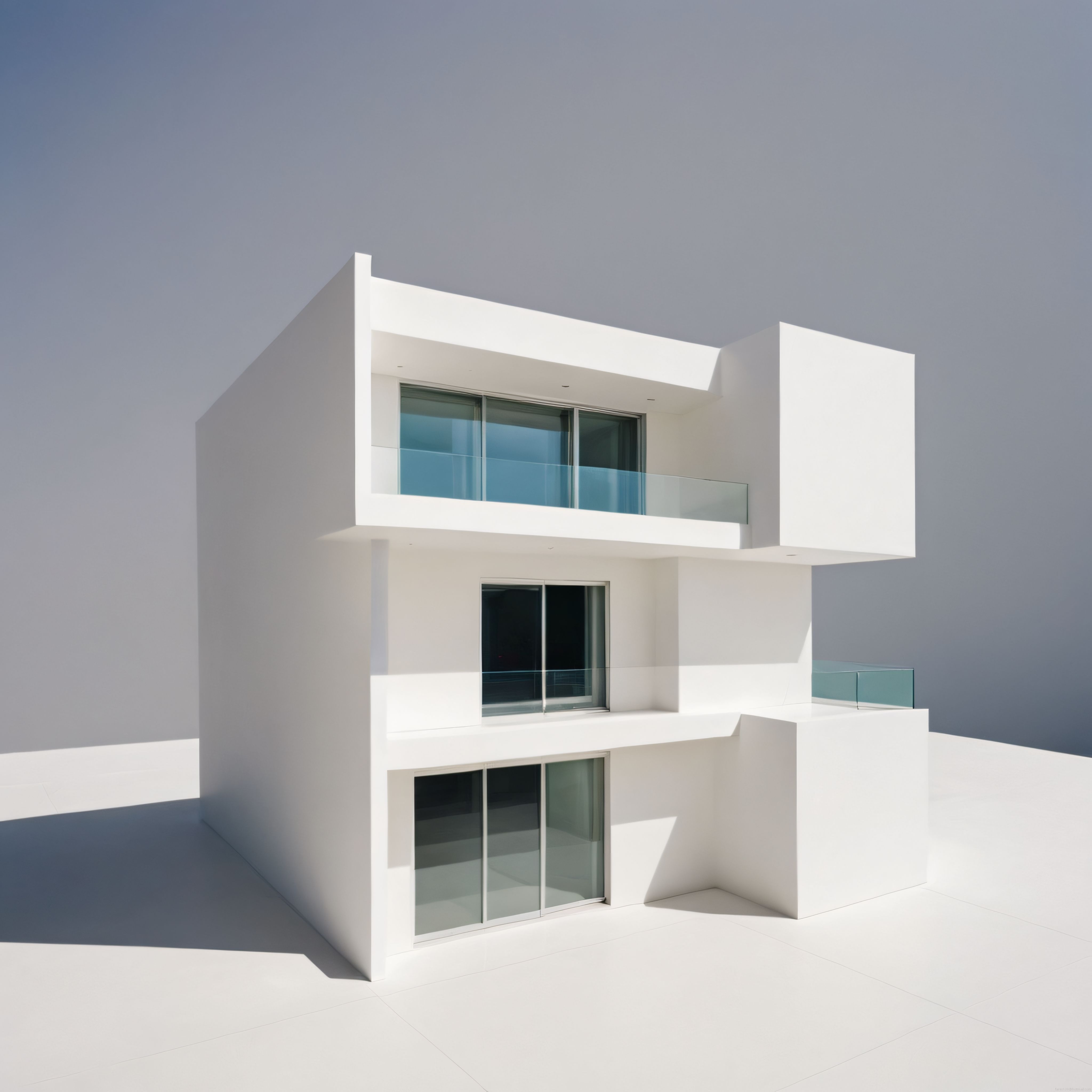 Modern Minimalist Beyaz Villa ve Geometrik Mimari Detayları ile Şık Tasarım