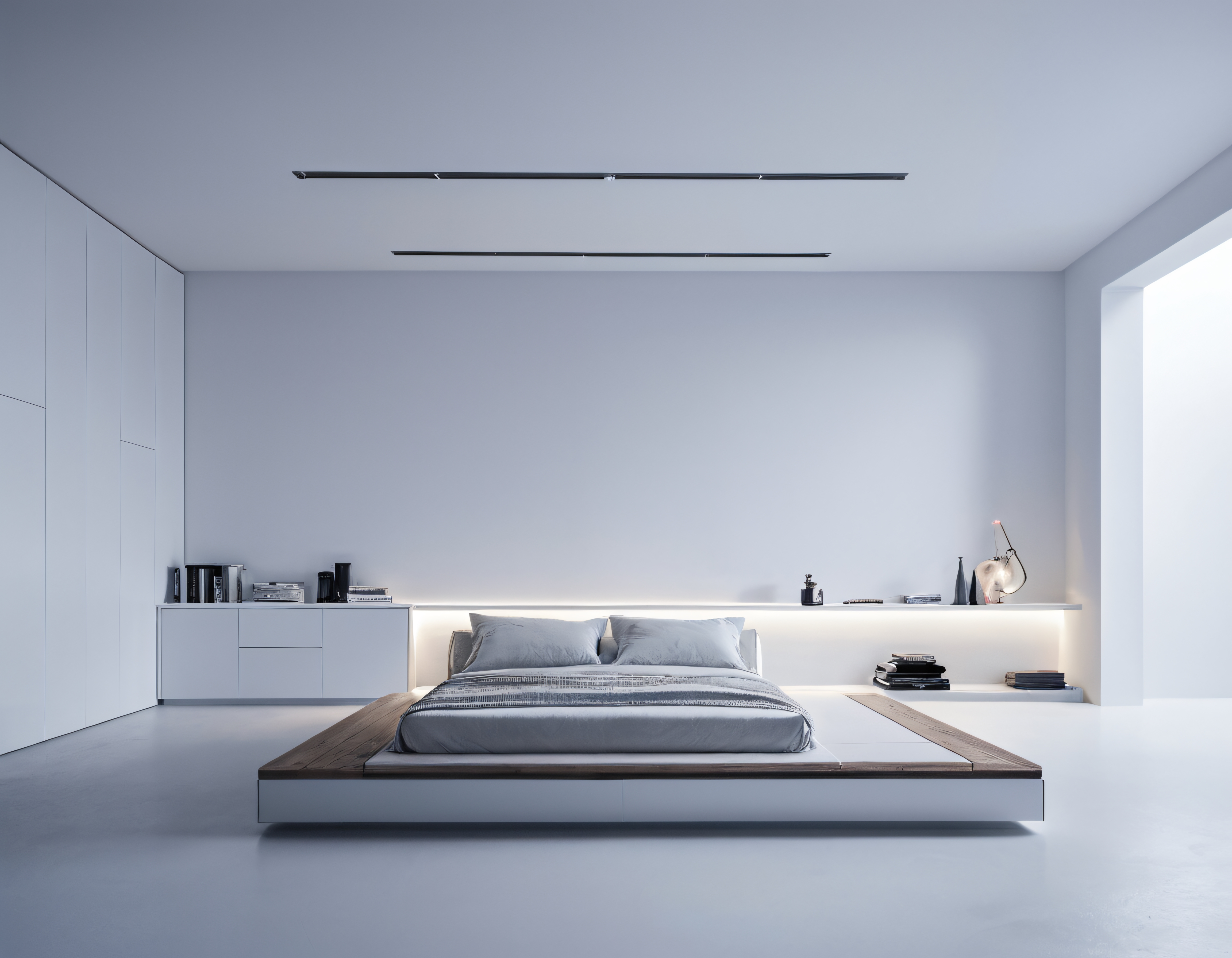 Modern Minimalist Beyaz Yatak Odası: Sade Tasarım ve Ferah Atmosfer