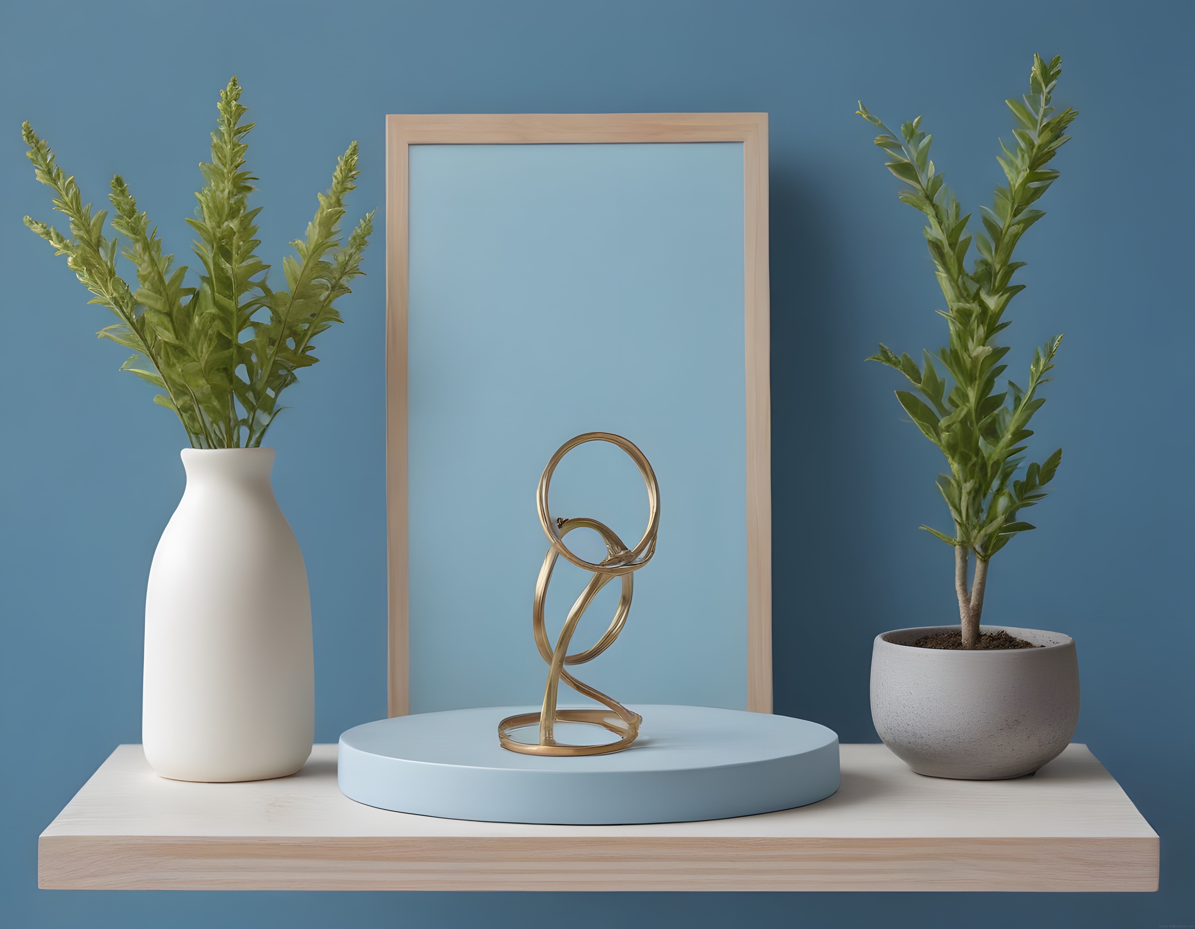 Modern Minimalist Dekorasyon: Mavi Tonlar ve Doğal Bitkilerle Sakin Ev Atmosferi