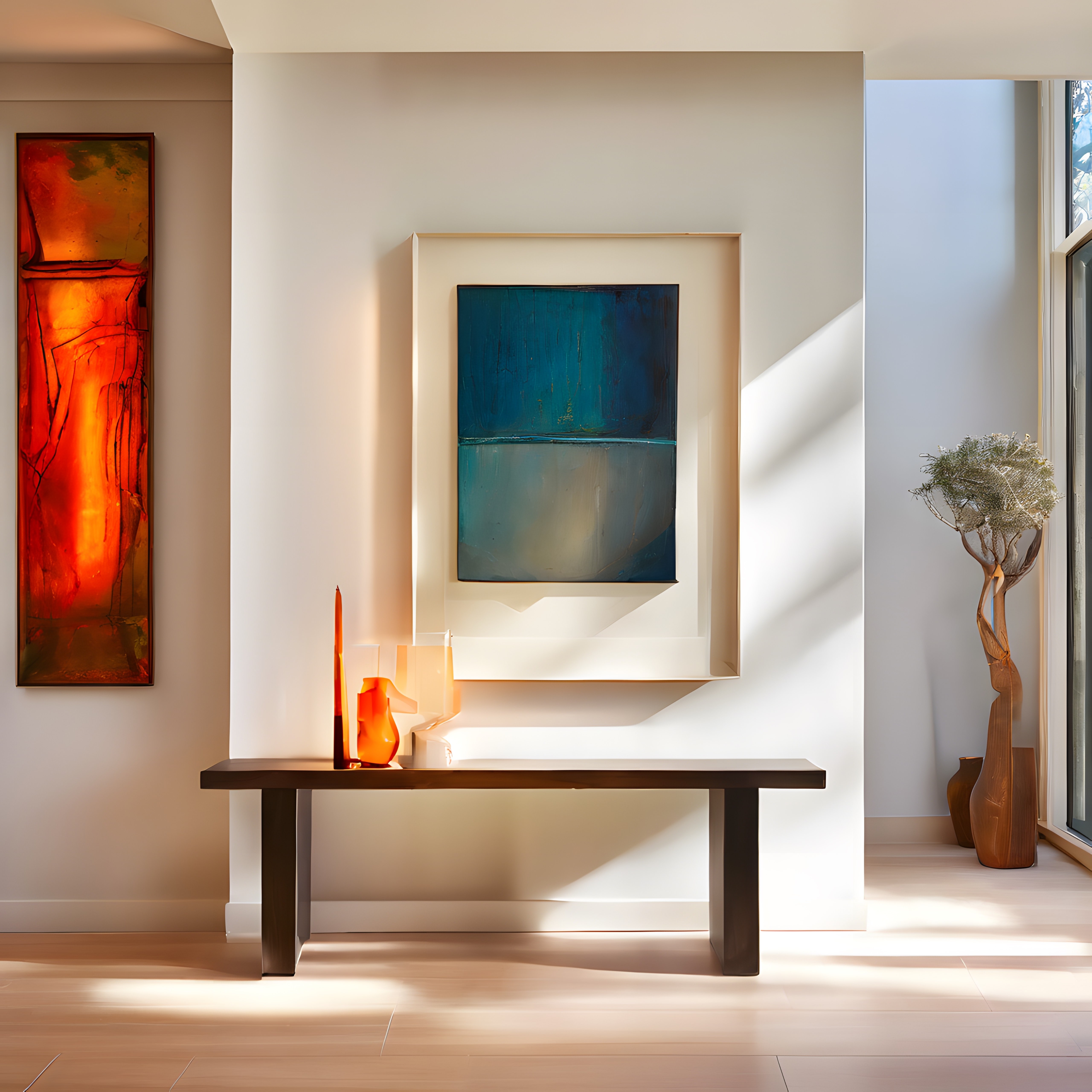 Modern Minimalist Dekorasyonda Doğal Işık ve Sanat Eserleriyle Harika İç Mekan