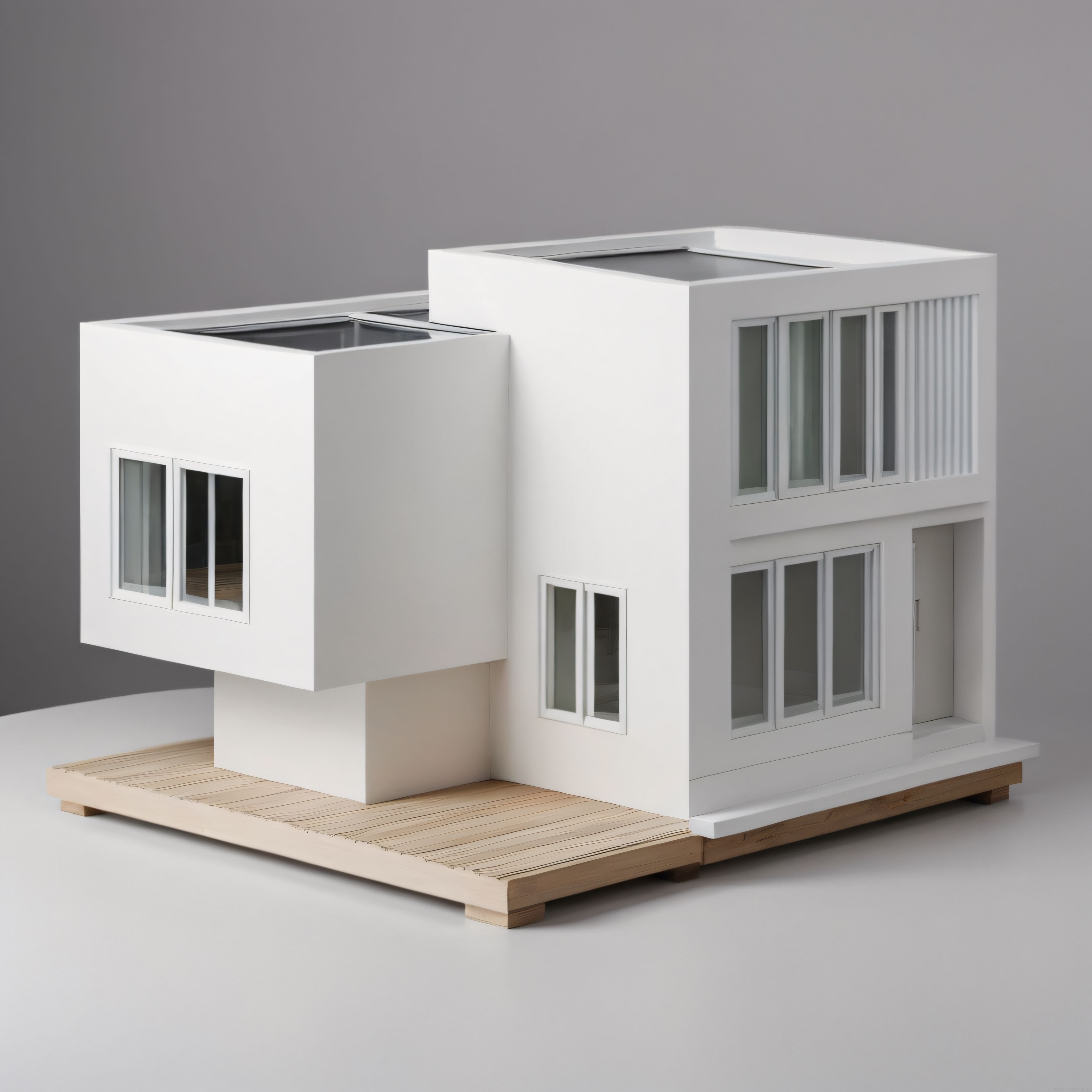 Modern Minimalist Ev Maketi: Beyaz Geometrik Mimari Model Tasarımı