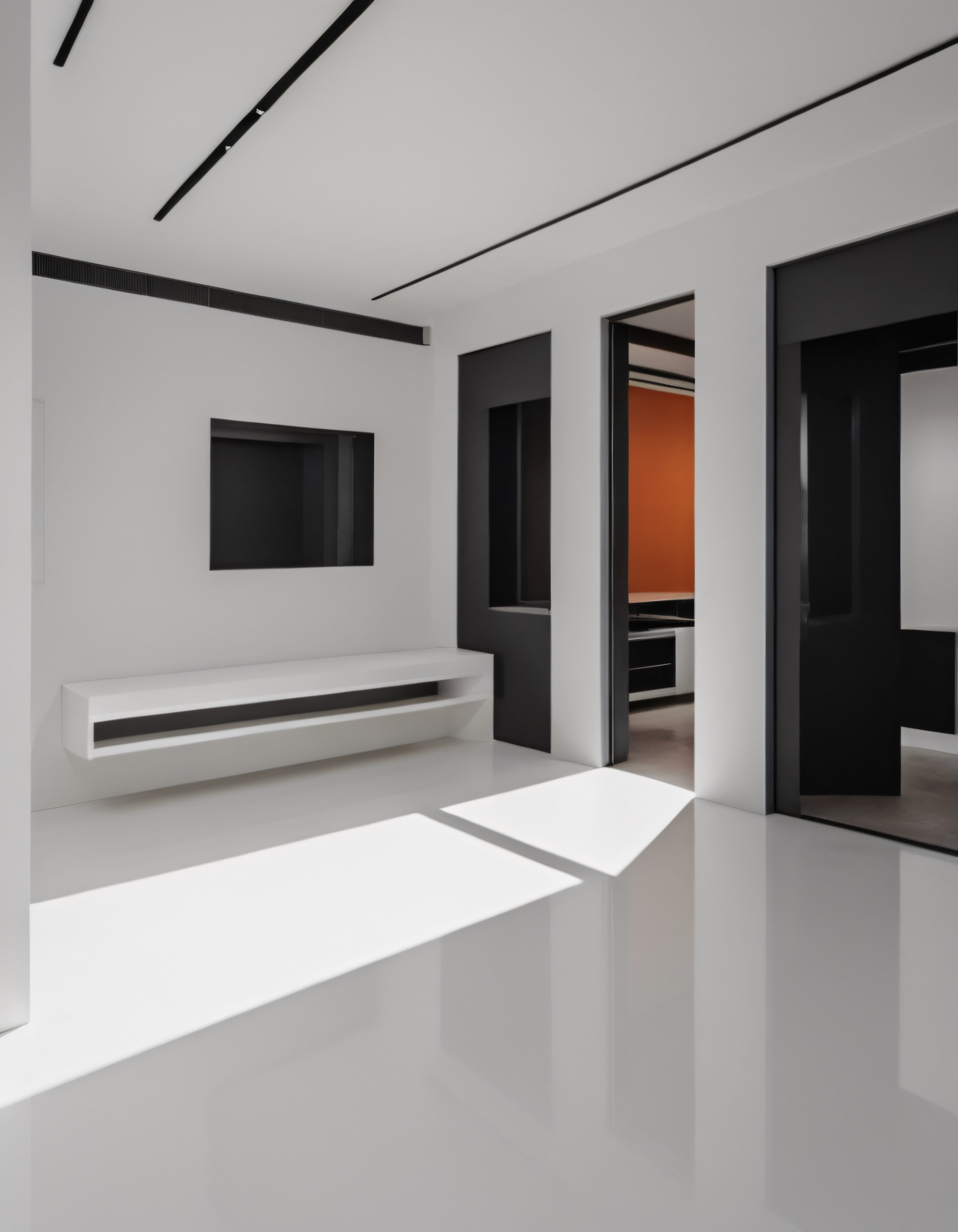Modern Minimalist İç Mekan: Siyah Beyaz Kontrast ve Geometrik Detaylar