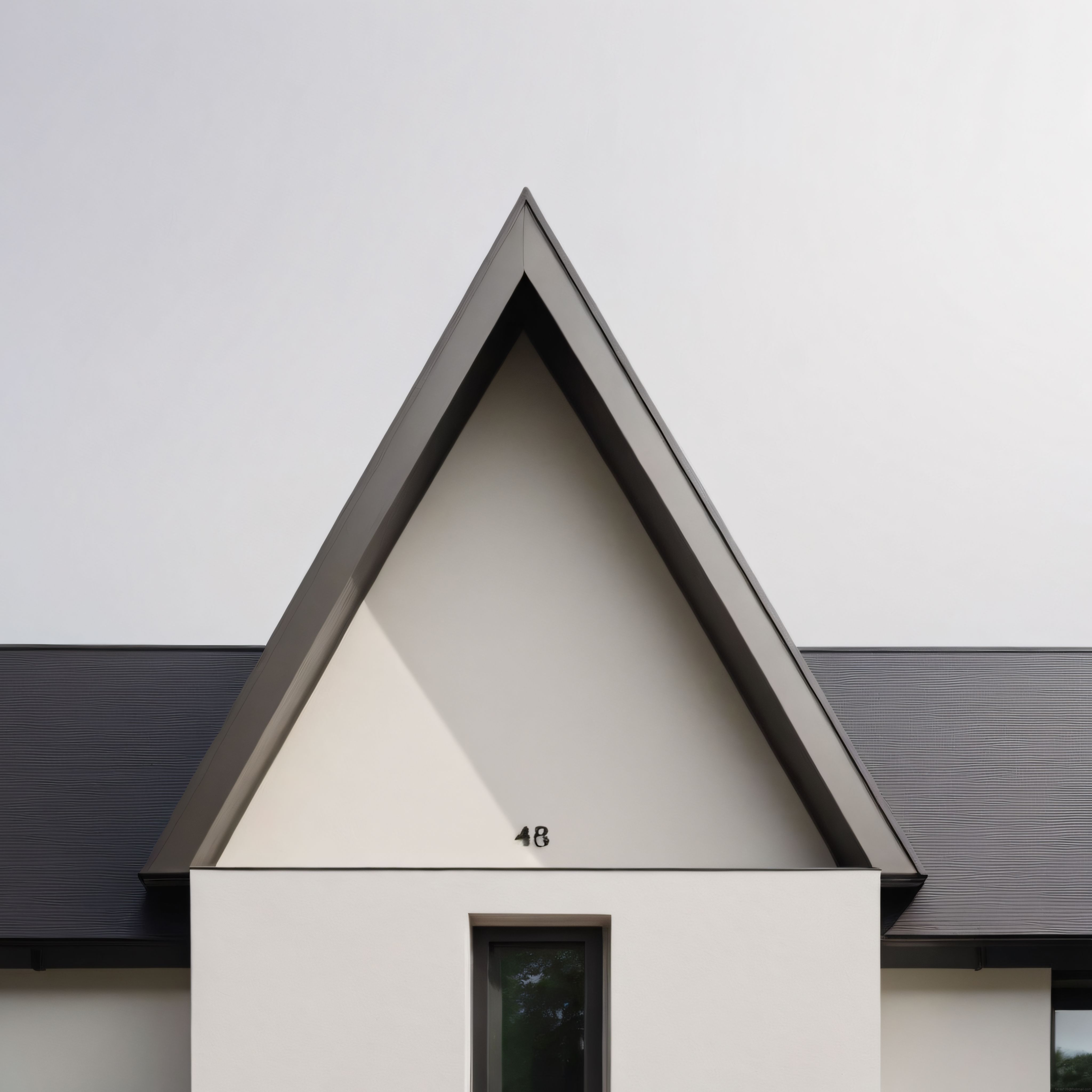 Modern minimalist konut cephesinde üçgen çatı detayı ve sade alınlık tasarımı