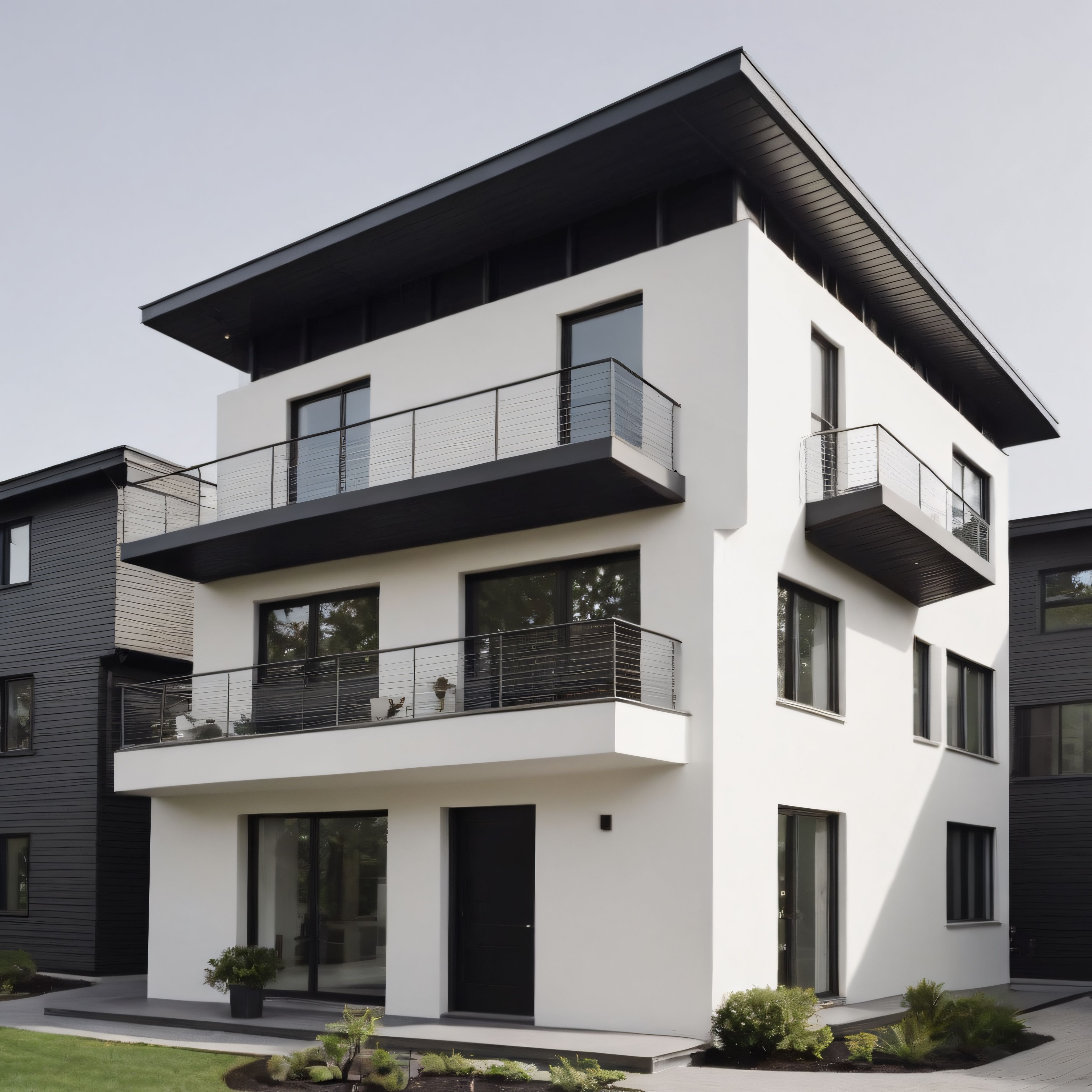 Modern Minimalist Konut: Siyah Beyaz Detaylar ve Temiz Mimari Çizgiler