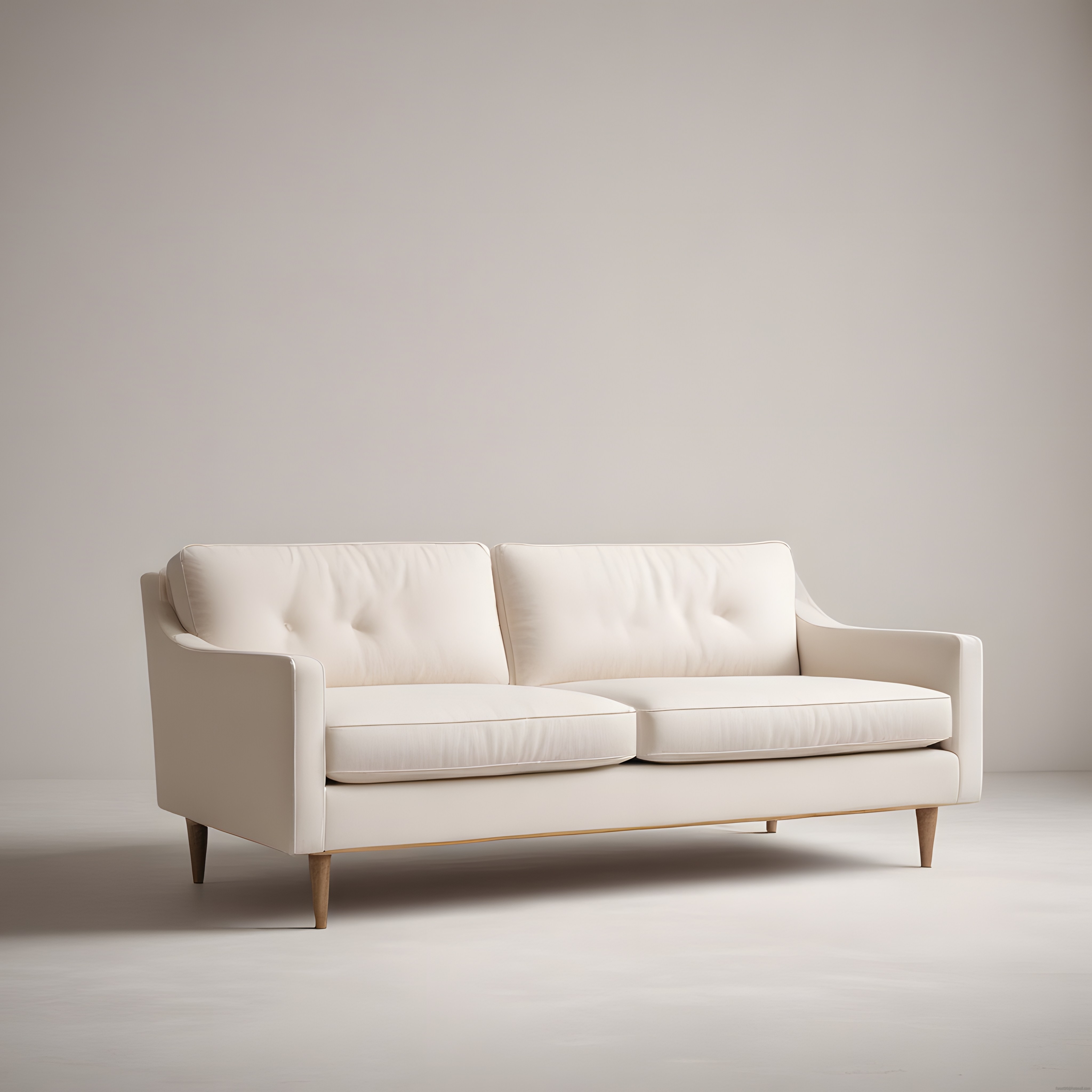 Modern Minimalist Krem Rengi Kanepe ve Sade Beyaz İç Mekan Dekorasyonu