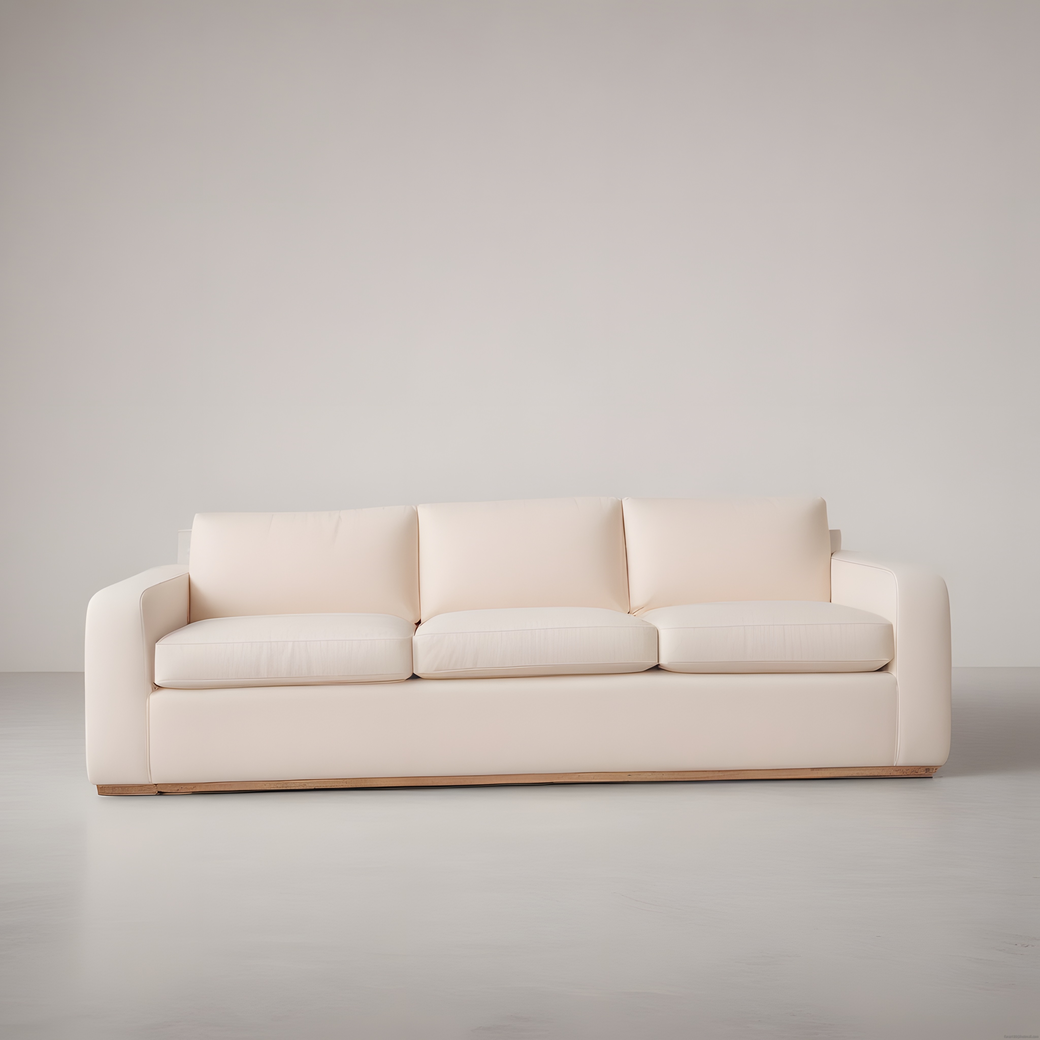 Modern Minimalist Krem Rengi Üçlü Koltuk ve Beyaz Stüdyo Fon Dekorasyonu