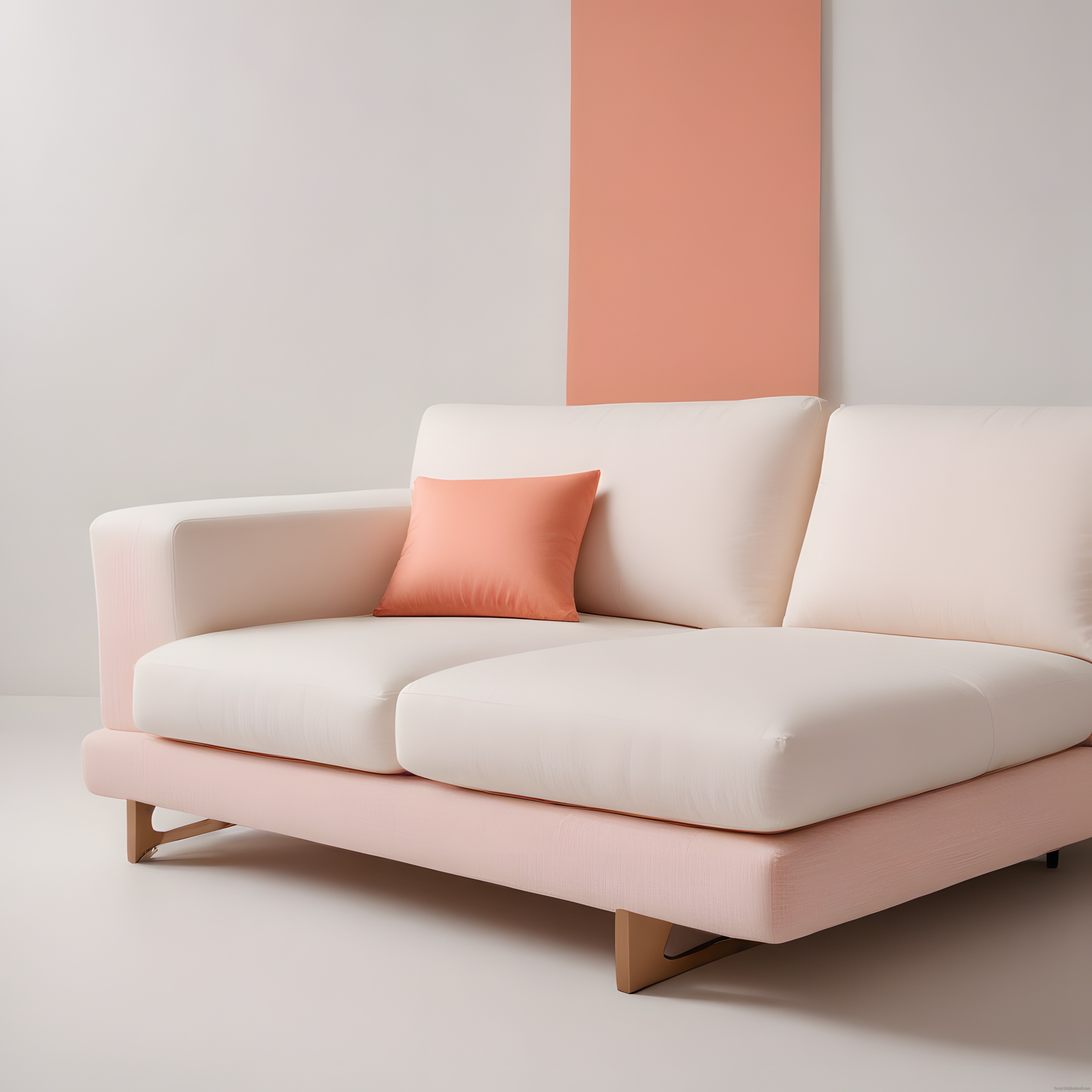 Modern Minimalist Pudra Pembesi Koltuk ve Sade İç Mekan Dekorasyonu