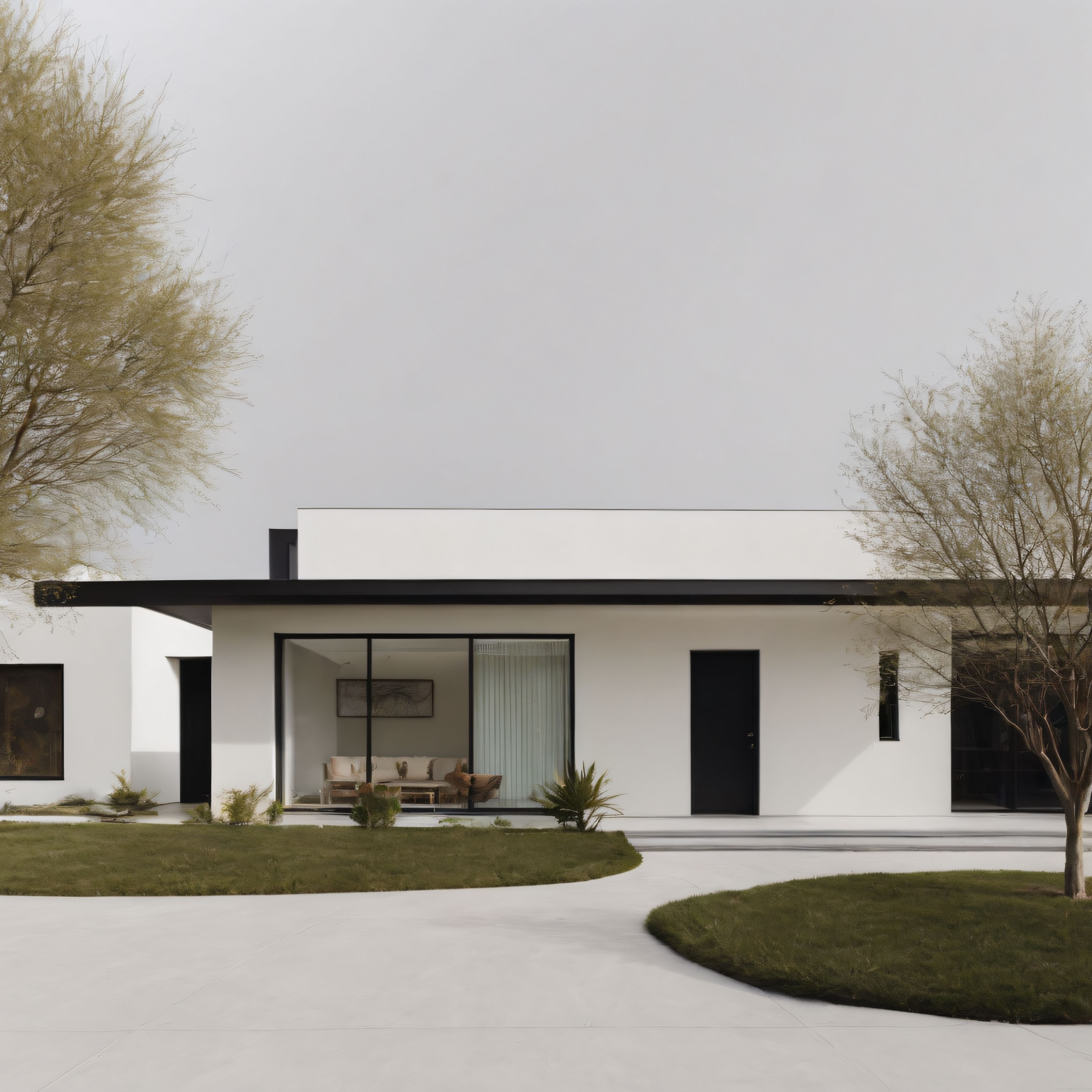 Modern minimalist tek katlı ev ve villa dış cephe tasarımı örneği