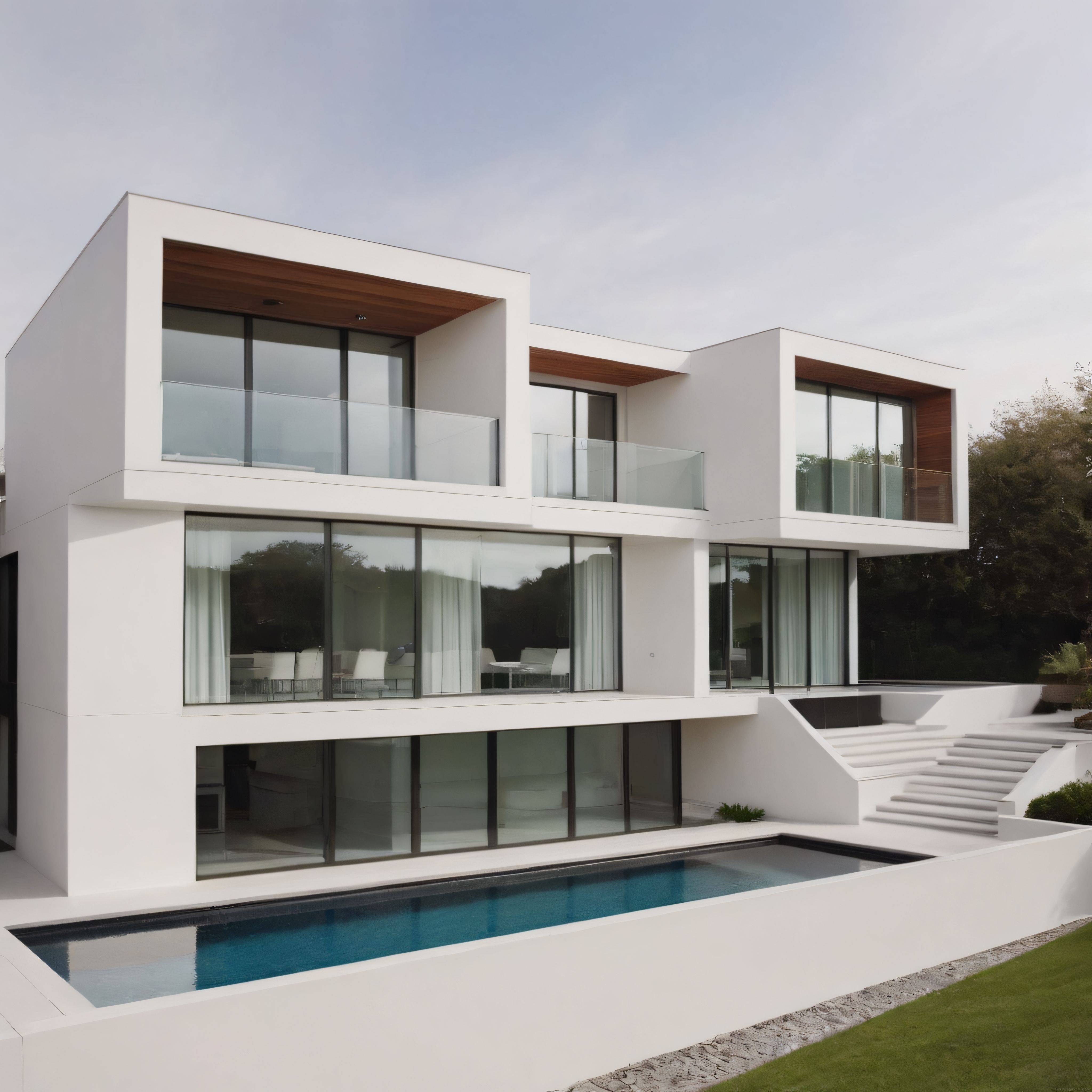 Modern Minimalist Villa: Beyaz Cepheli Lüks Konut ve Sonsuzluk Havuzu