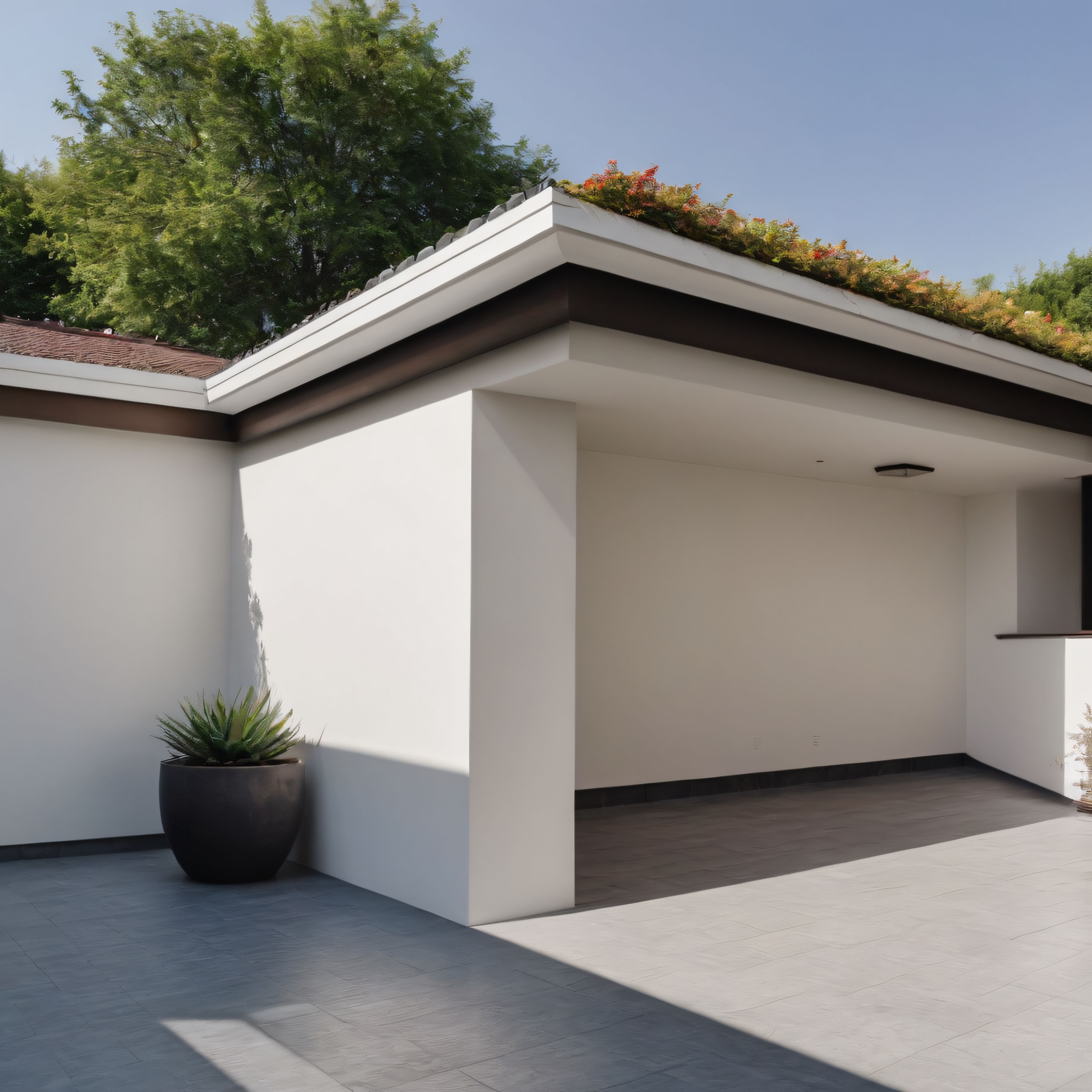 Modern Minimalist Villa Dış Cephesi ve Sürdürülebilir Yeşil Çatı