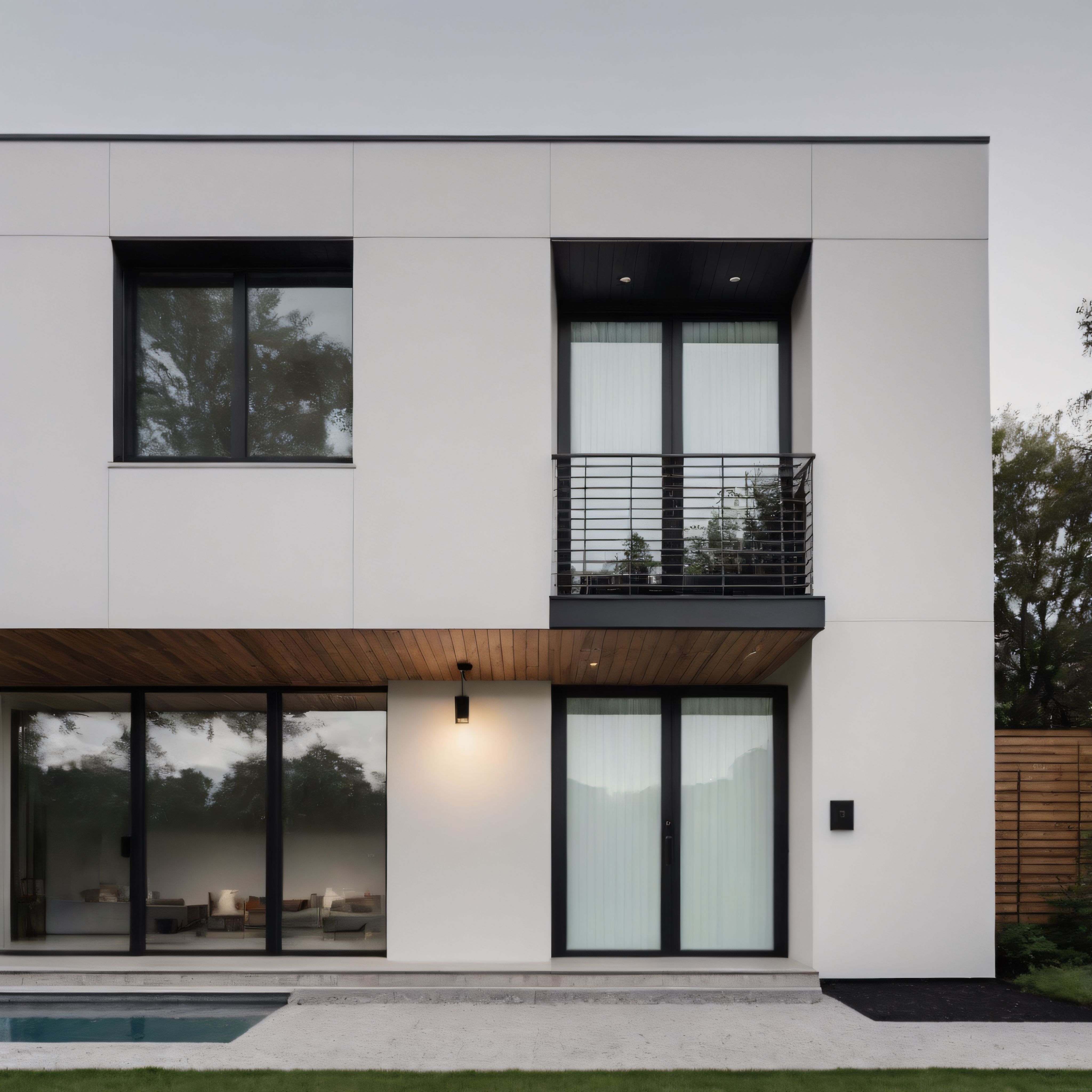 Modern Minimalist Villa: Siyah Beyaz Dış Cephe ve Ahşap Detayların Uyumu