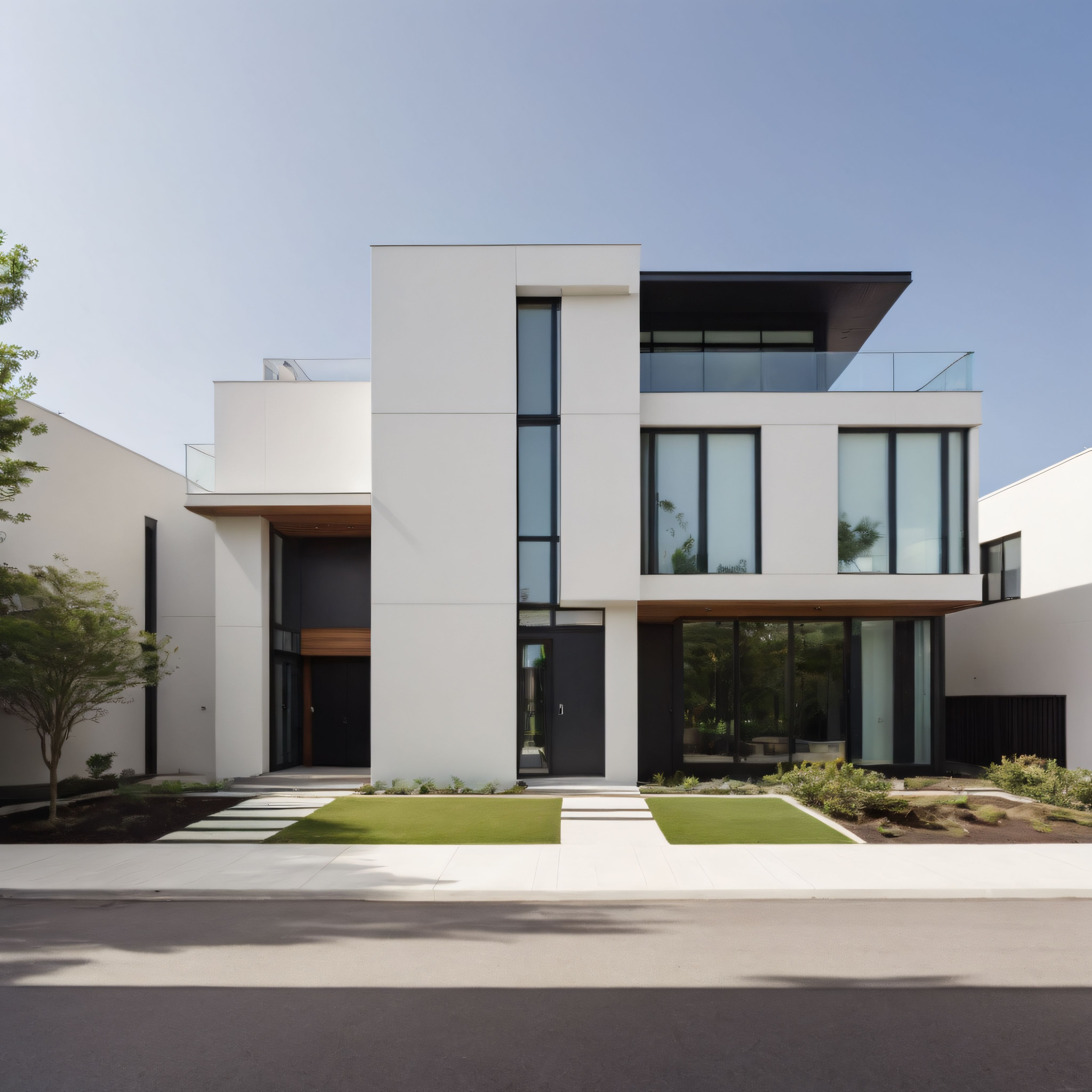 Modern Minimalist Villa Tasarımı: Beyaz Cepheli ve Geniş Camlı Lüks Konut