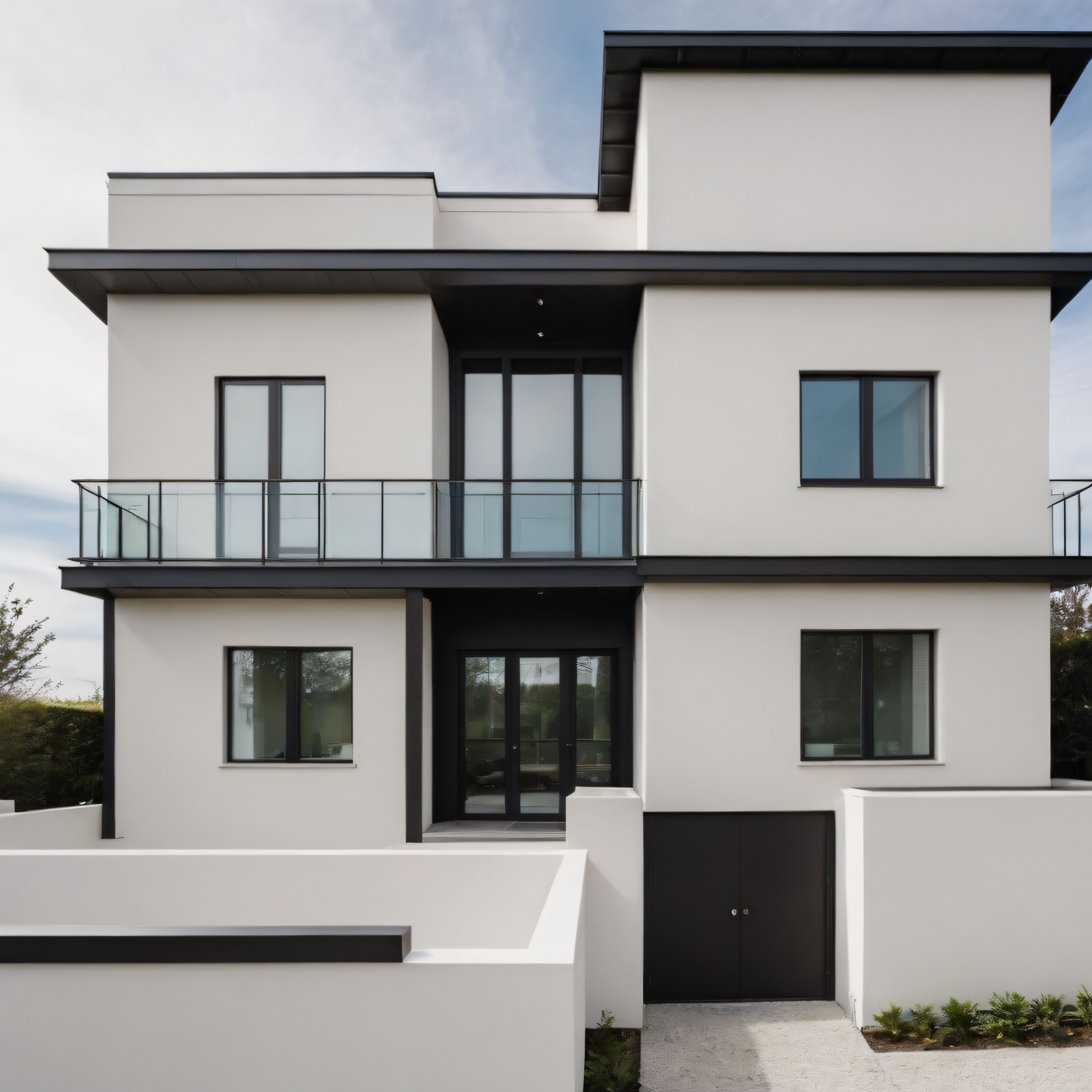 Modern Minimalist Villa Tasarımı: Siyah Beyaz Kontrast ve Cam Balkon Detayları