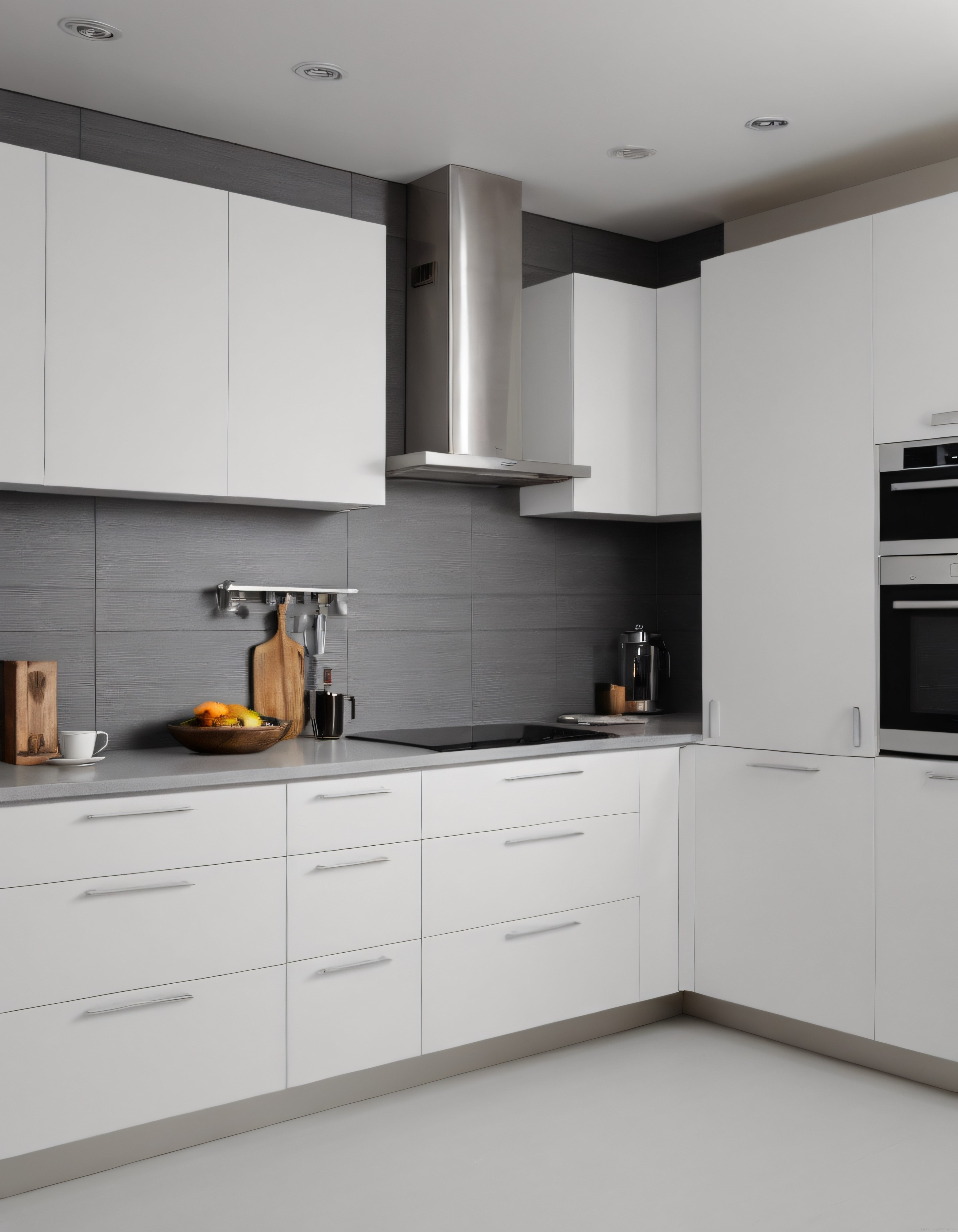 Modern Mutfak Tasarımı: Beyaz ve Gri Tonlarında Minimalist Dekorasyon Örneği