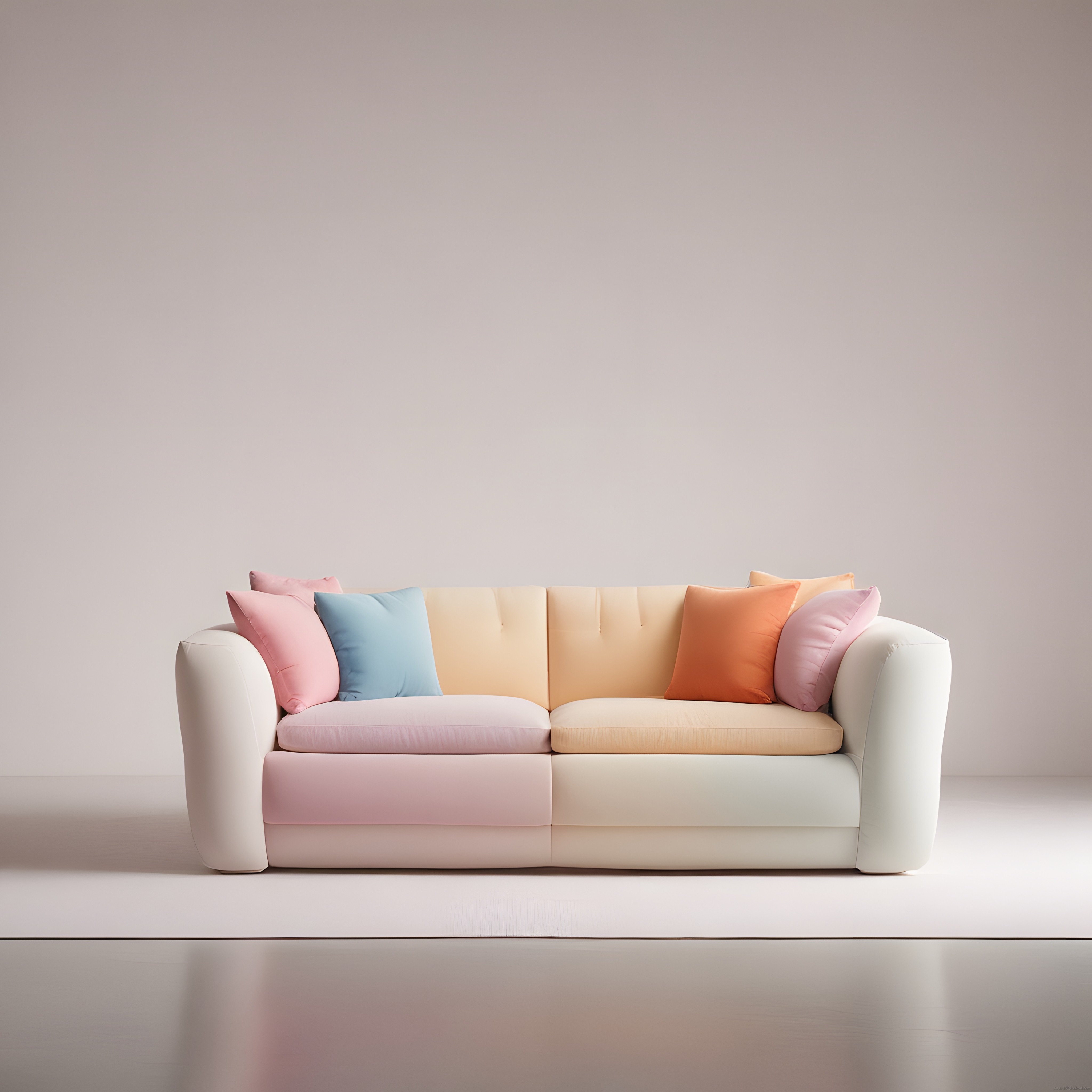 Modern Pastel Kanepe ve Renkli Yastıklarla Ferah Bir Salon Dekorasyonu