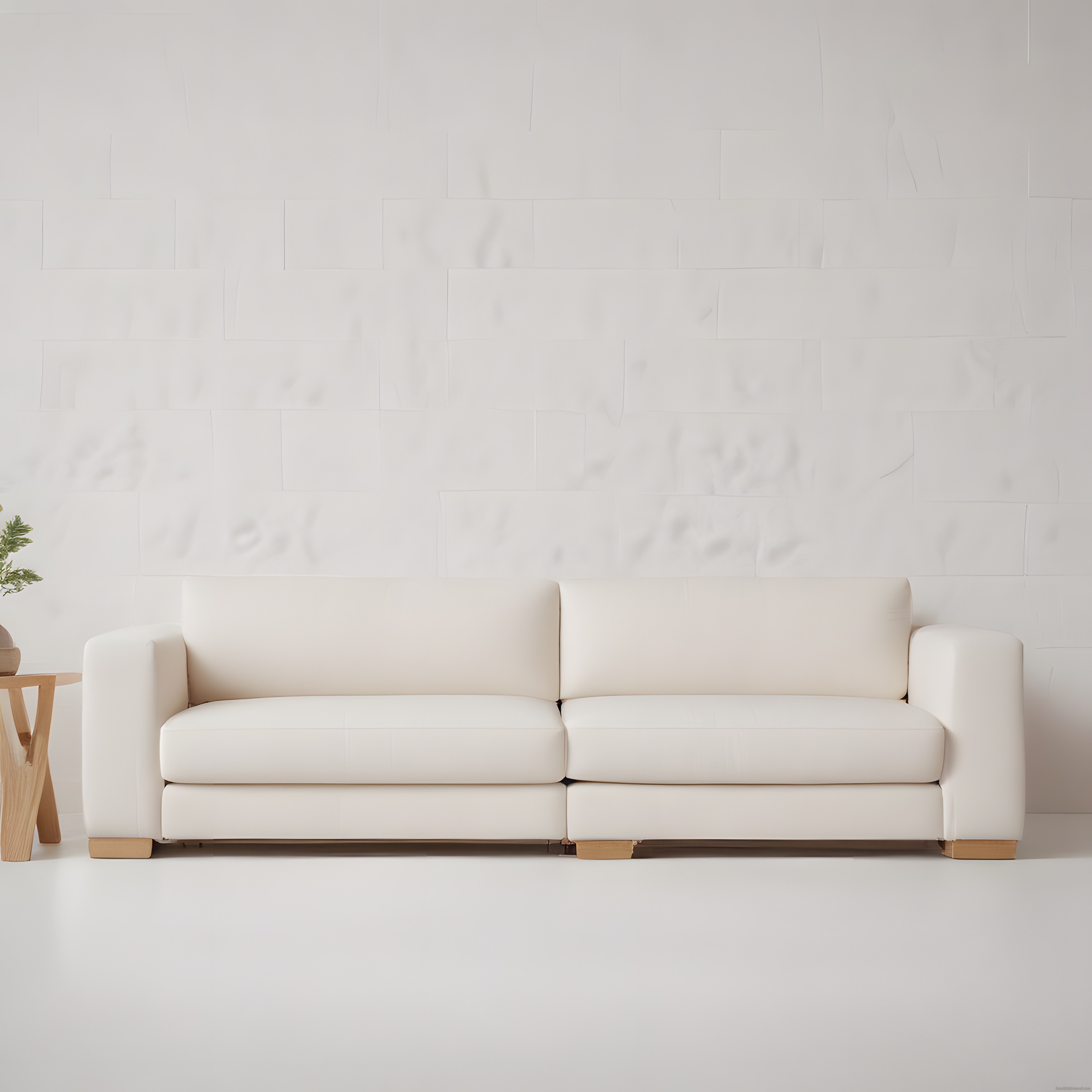 Modern Salon İçin Minimalist Beyaz Kanepe ve Dekoratif Duvar Tasarımı