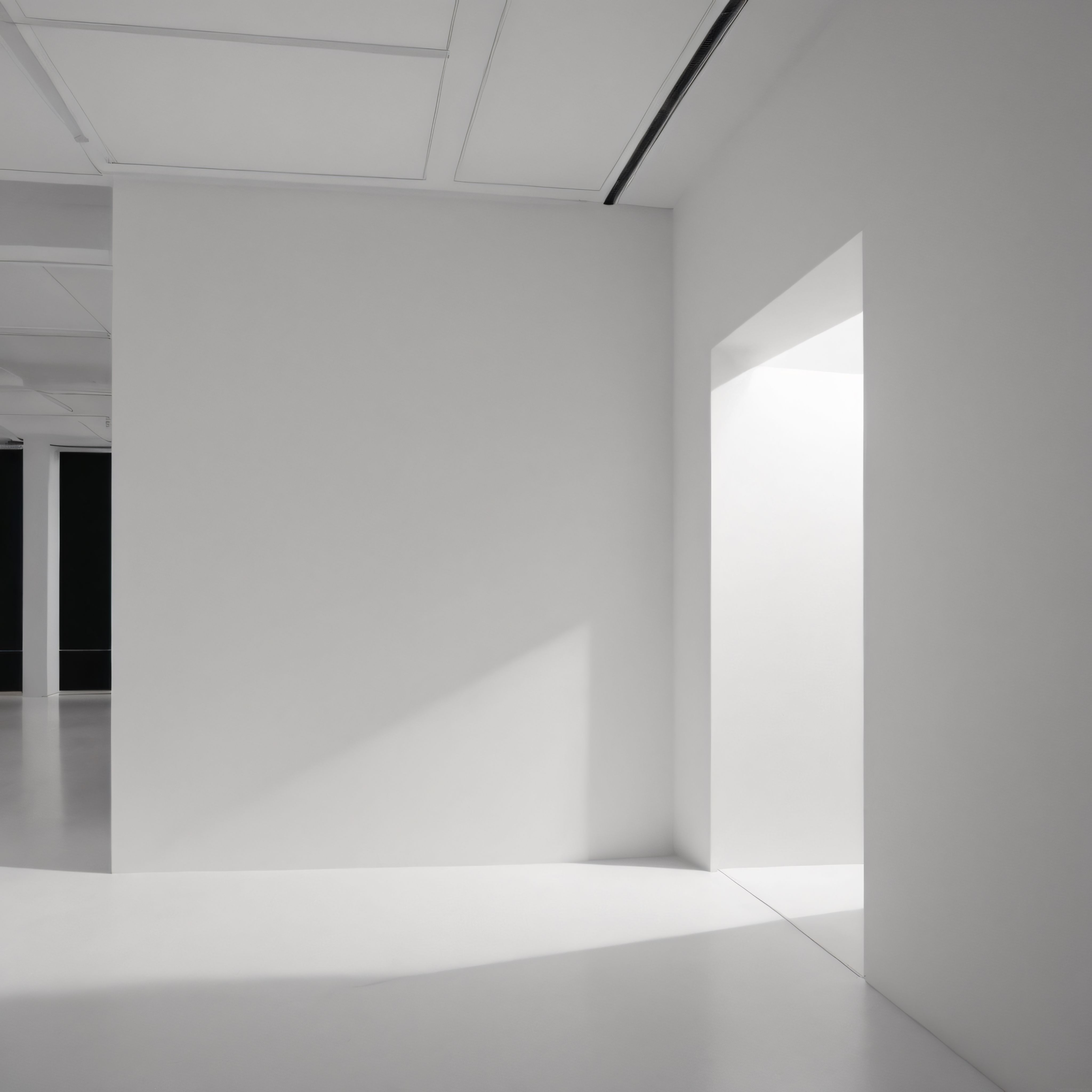 Modern sanat galerisinde ışığın yaratıcı gölge oyunları ve minimalist atmosfer