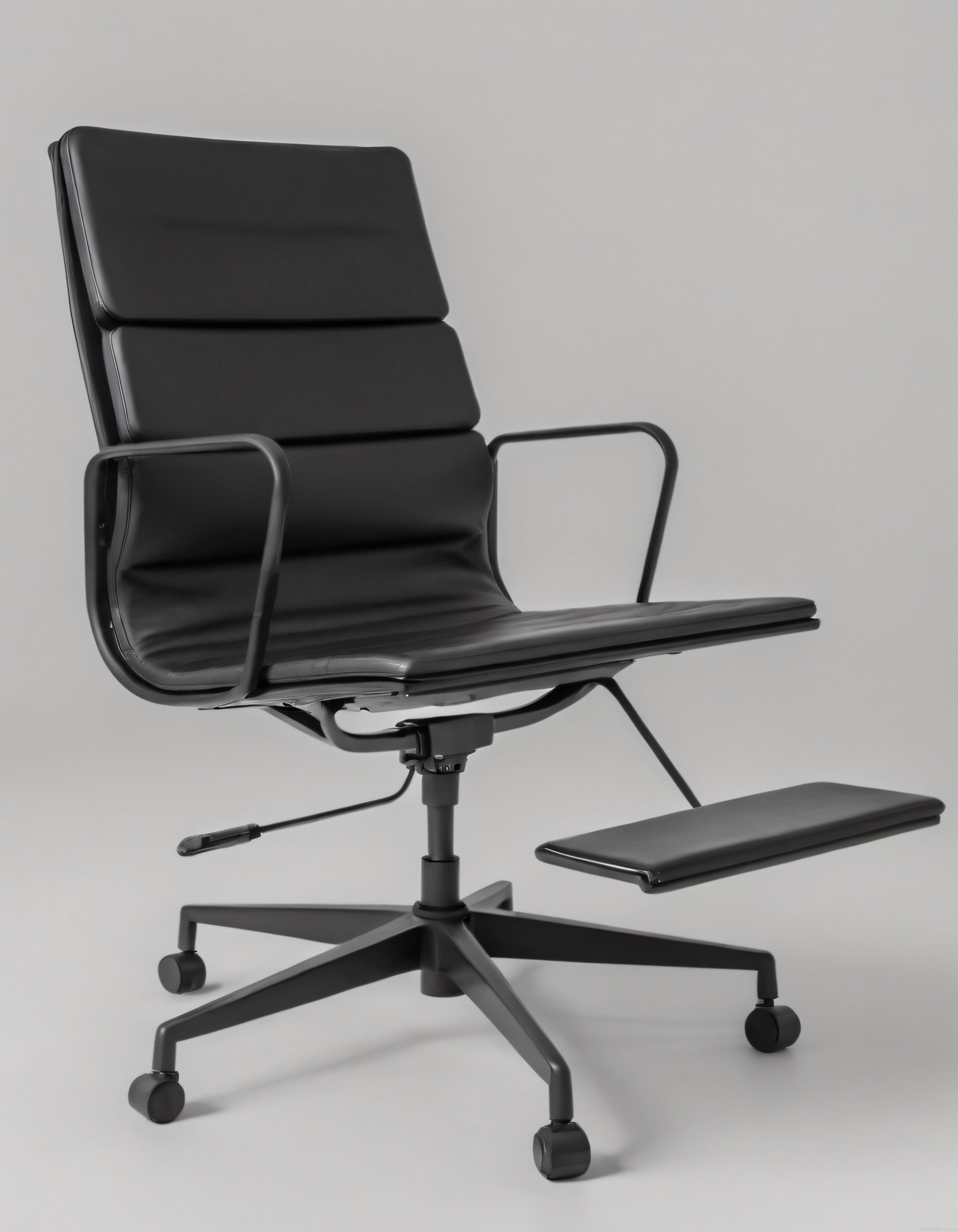 Modern Siyah Deri Ofis Koltuğu: Ergonomik Tasarım ve Minimalist Detaylar