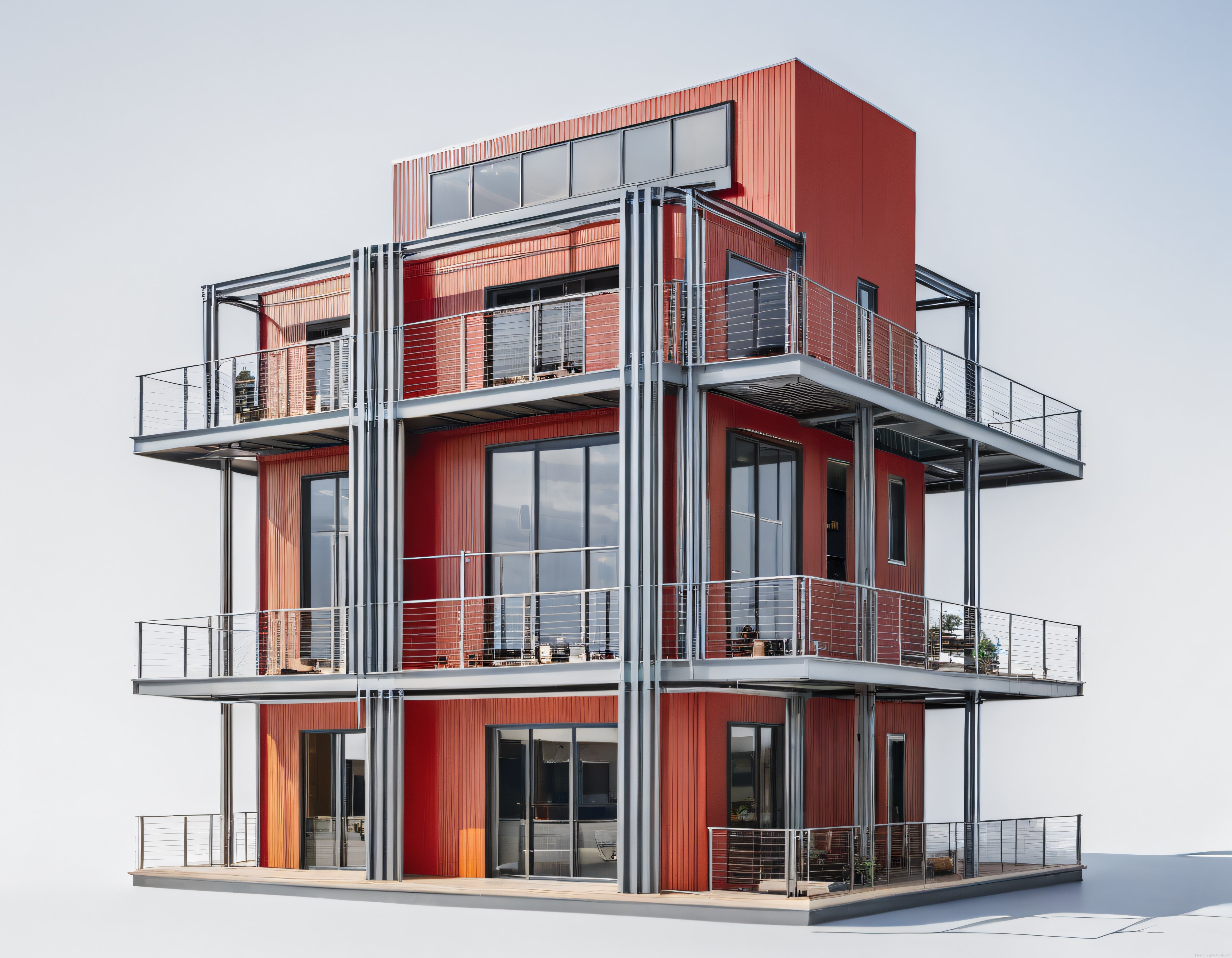 Modern Üç Katlı Konteyner Ev ve Minimalist Mimarinin Göz Alıcı Uyumu