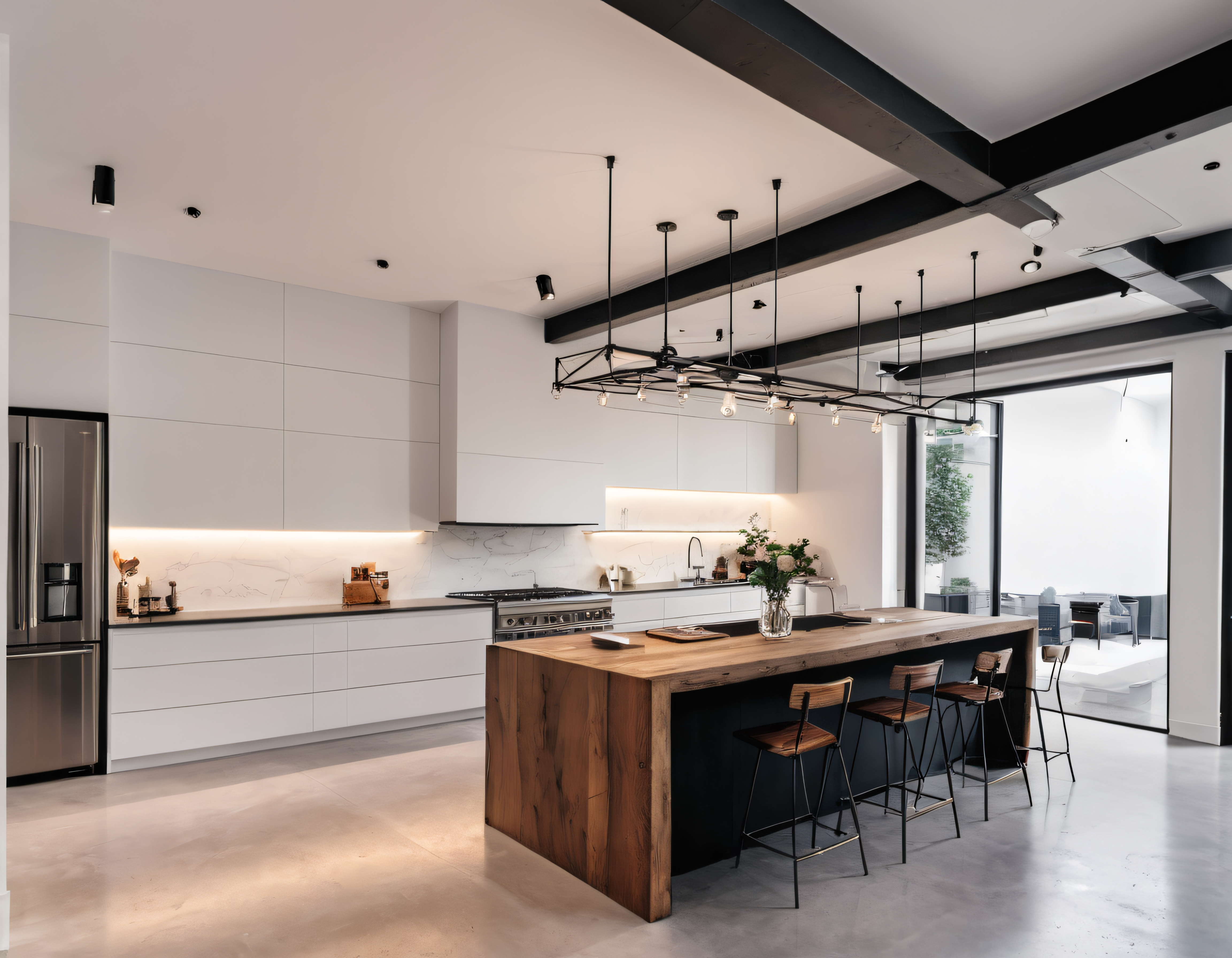 Modern ve Ferah Ahşap Detaylı Minimalist Mutfak İç Mekan Tasarımı