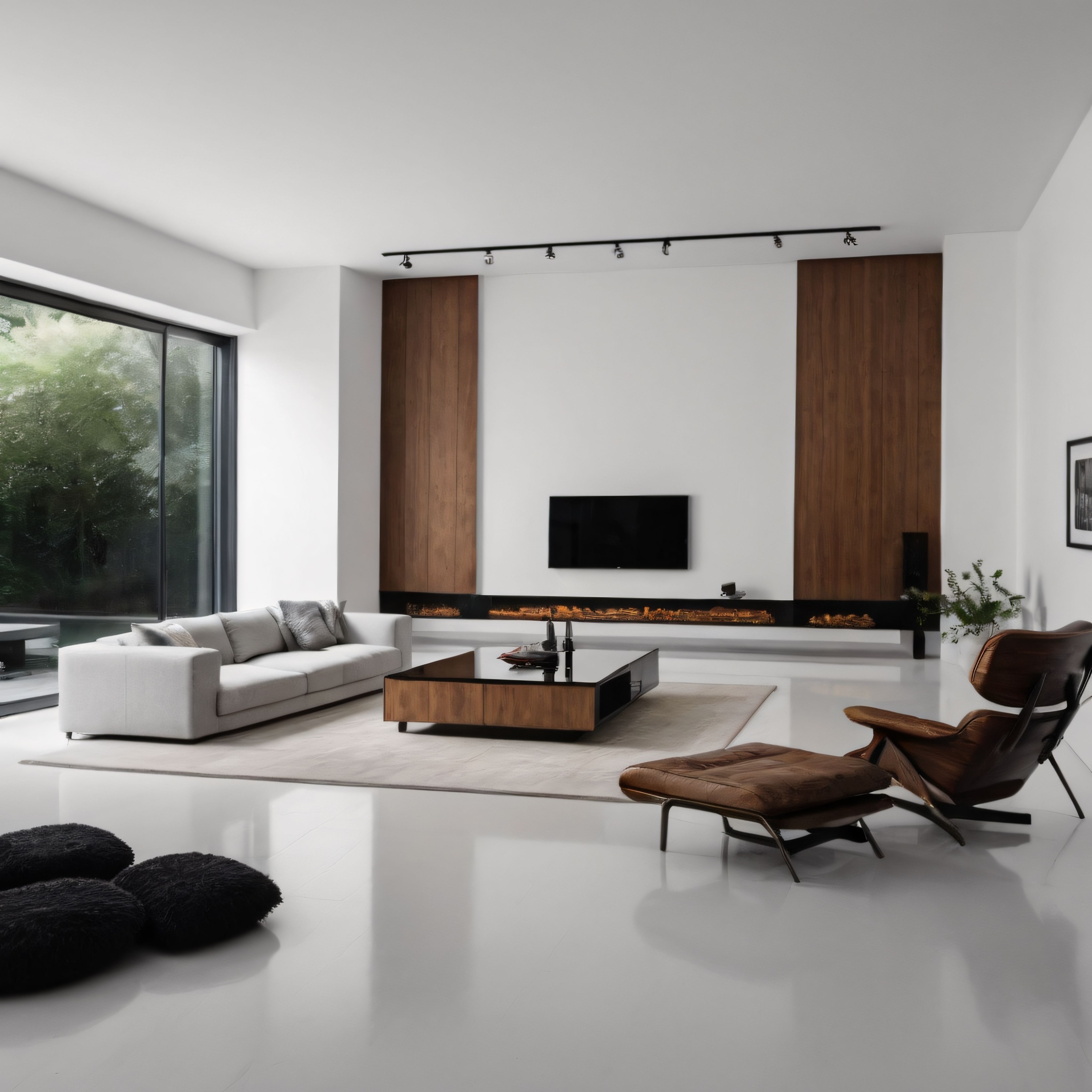 Modern ve Ferah Minimalist Salon: Ahşap Detaylar ve Beyaz Tonların Uyumu