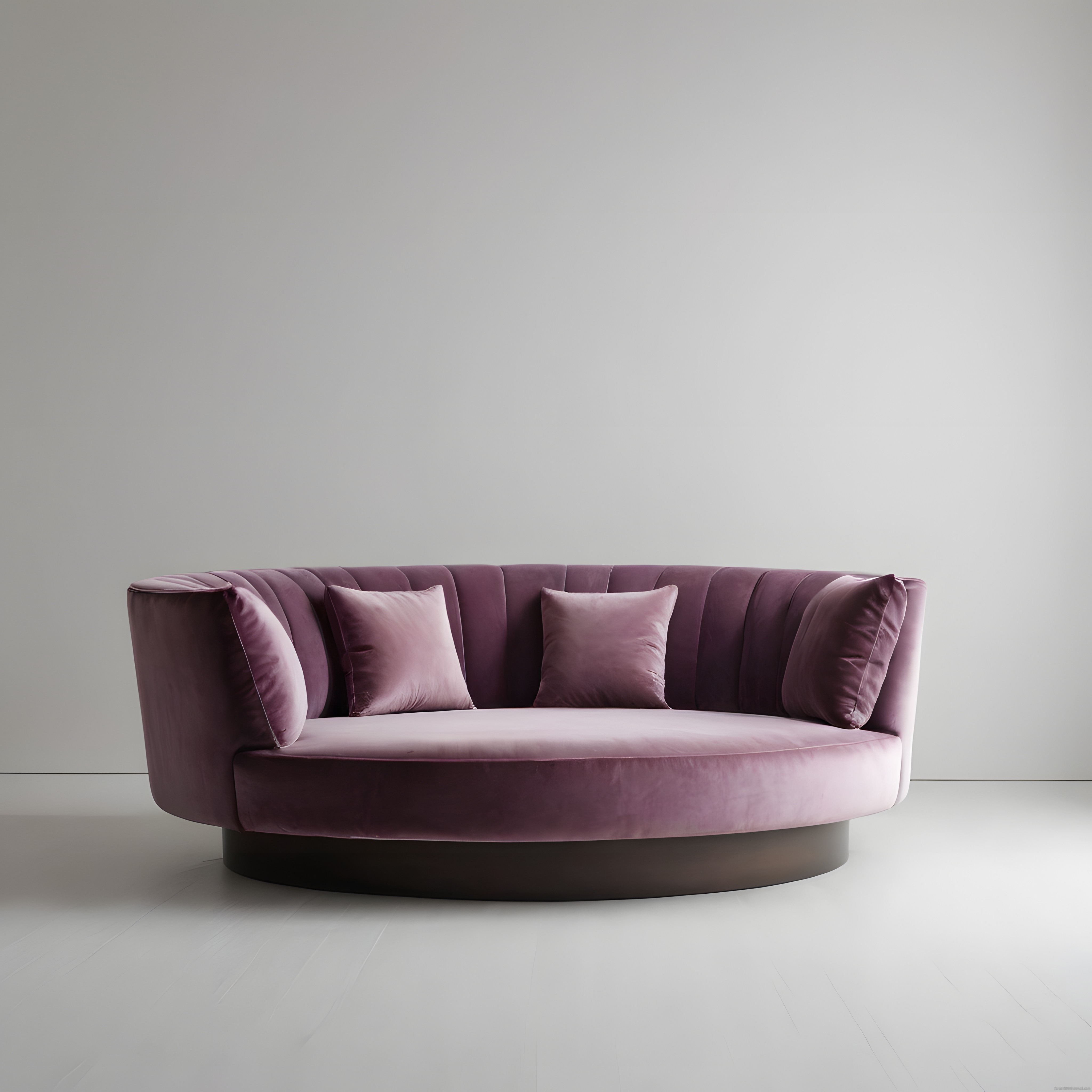 Modern ve Lüks Yuvarlak Mor Kadife Koltuk ile Minimalist İç Mekan Dekorasyonu