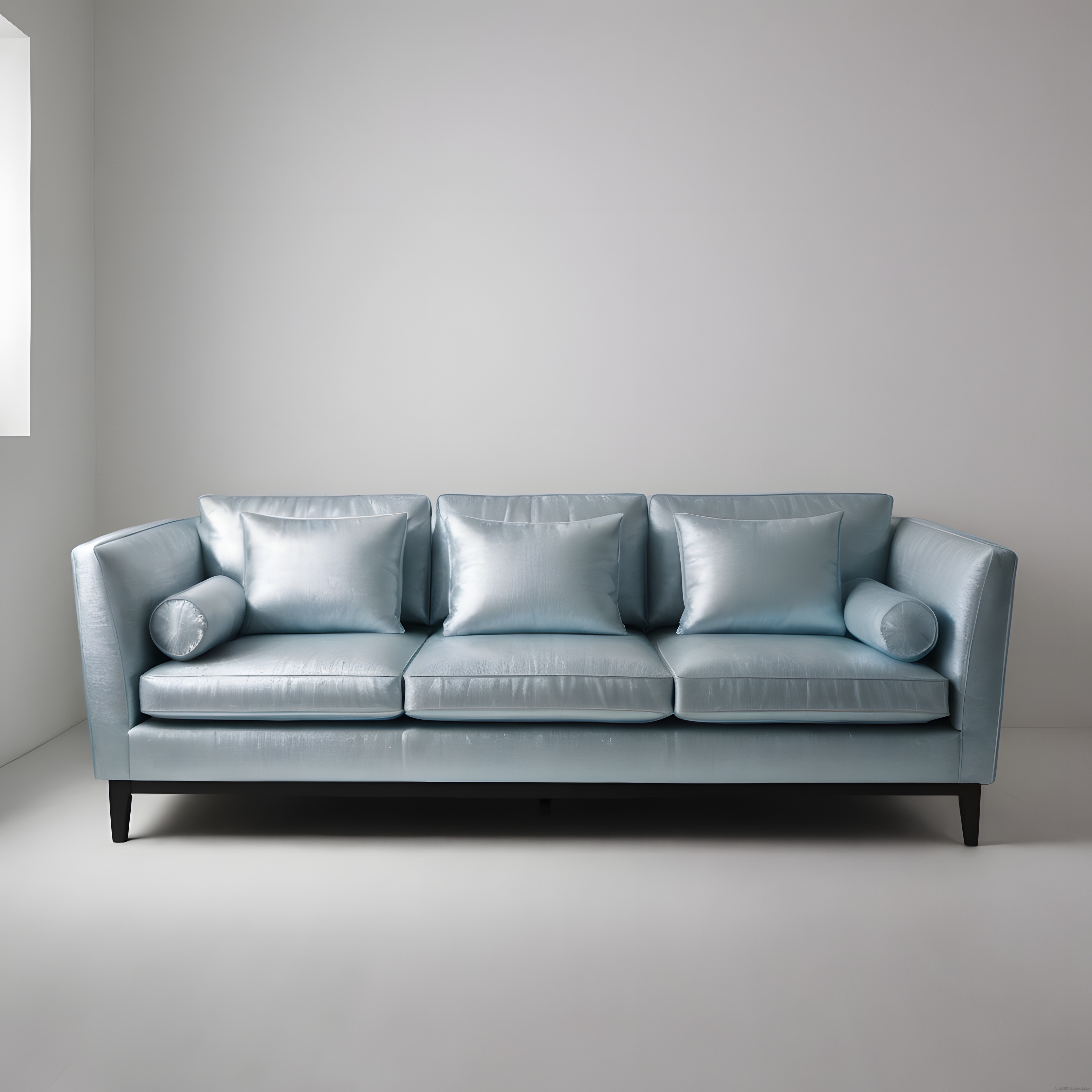Modern ve Minimalist Açık Mavi Üçlü Kanepe ile Ferah Salon Dekorasyonu