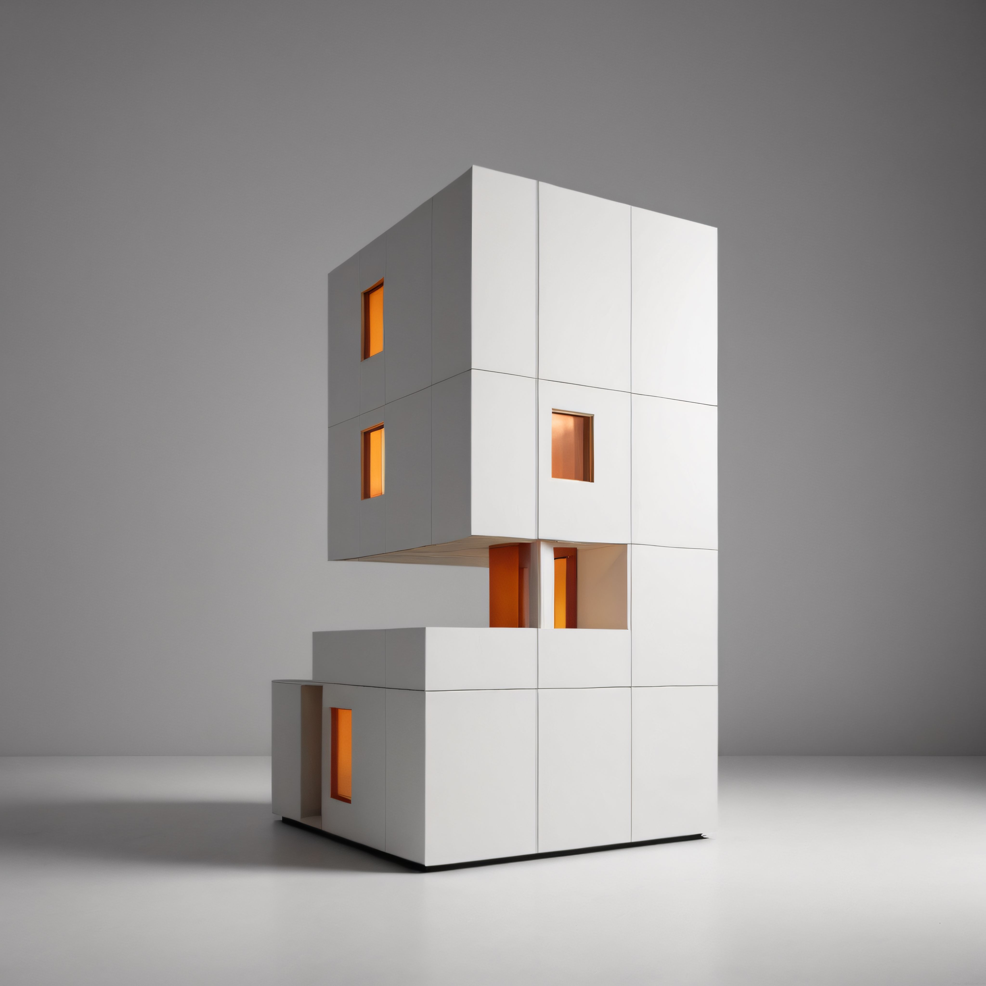 Modern ve Minimalist: Asimetrik Beyaz Küplerden Oluşan Çağdaş Mimari Tasarım