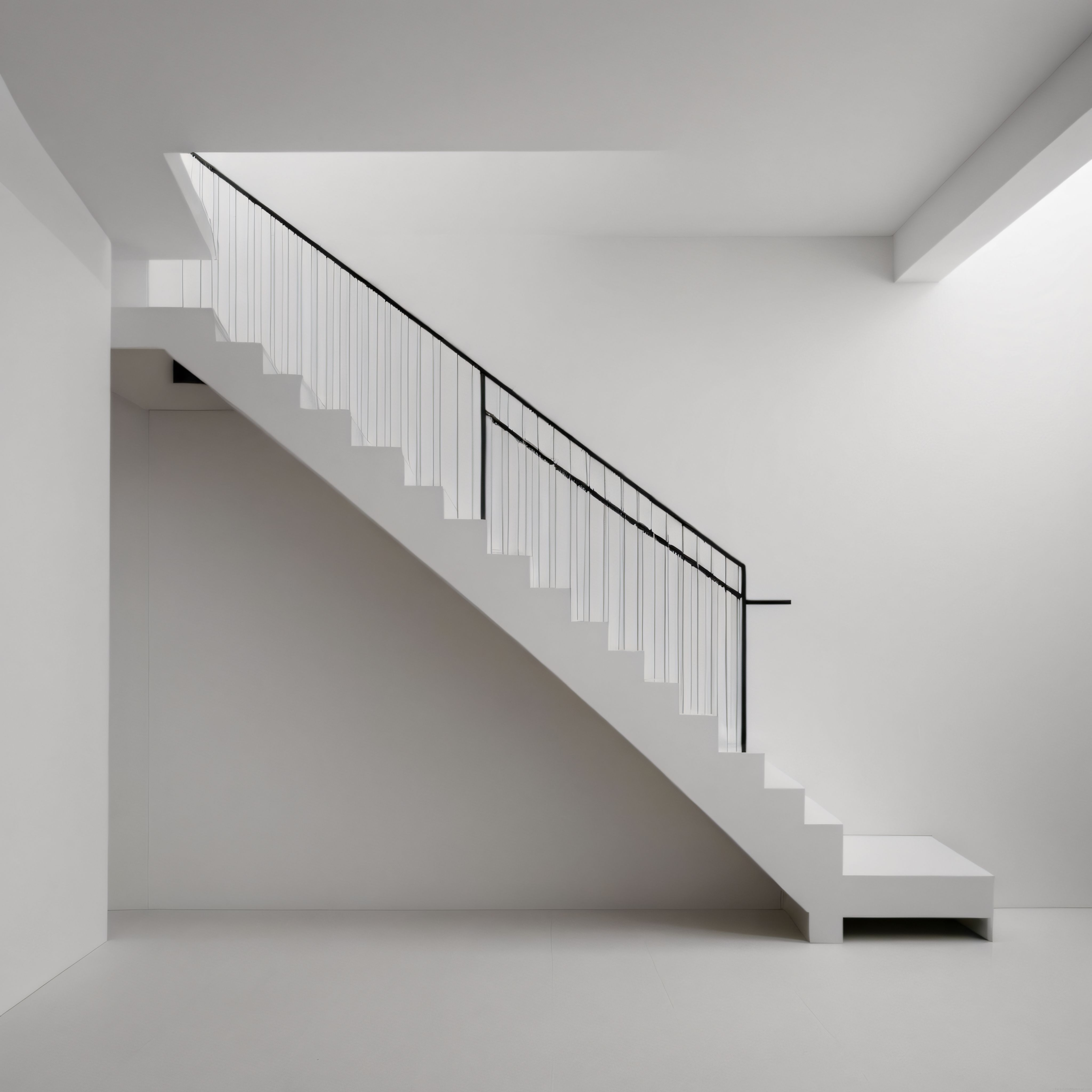 Modern ve Minimalist Beyaz İç Mekan Merdiveni: Temiz Çizgiler ve Sade Tasarım