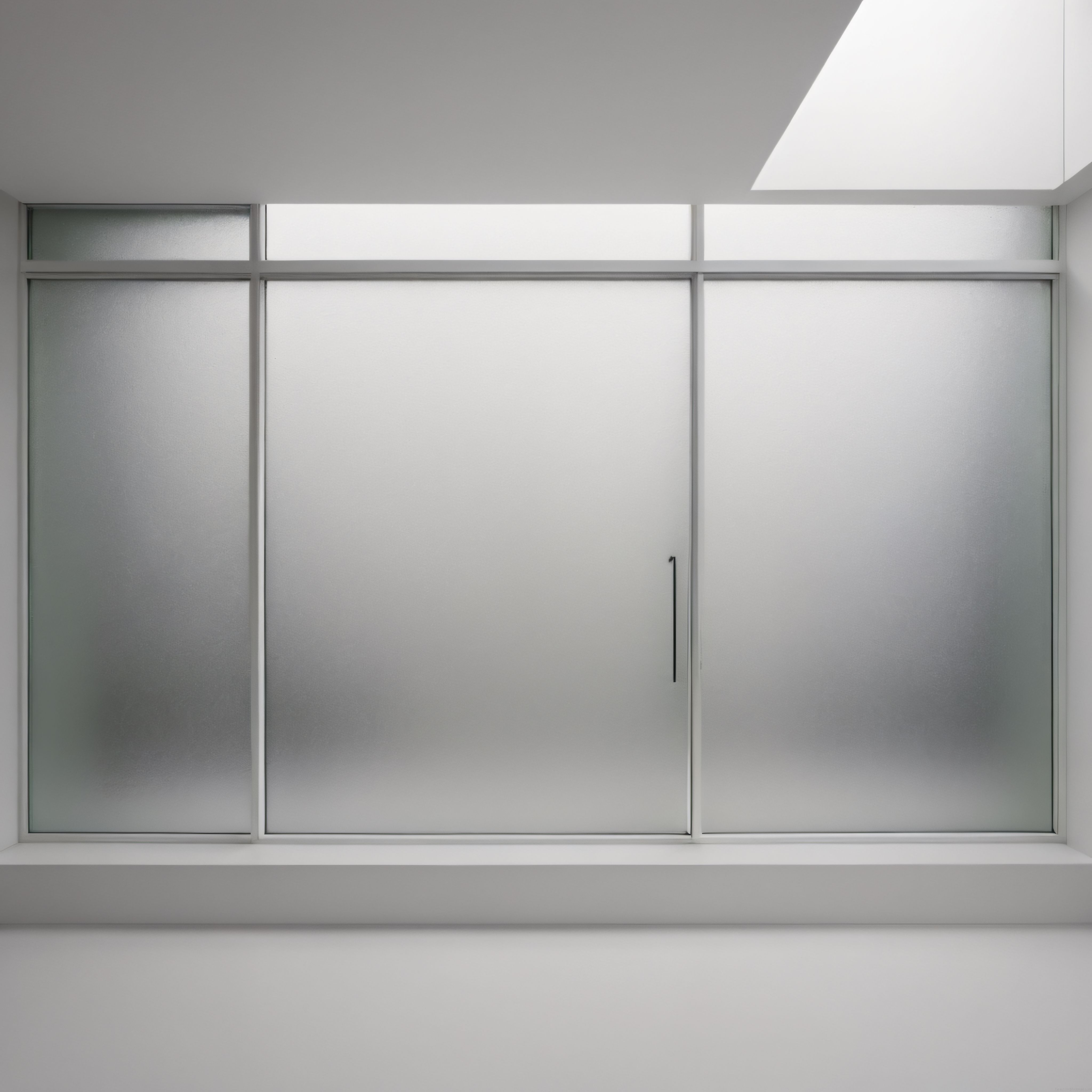 Modern ve Minimalist Beyaz İç Mekan Tasarımında Buğulu Cam Kapı Detayı