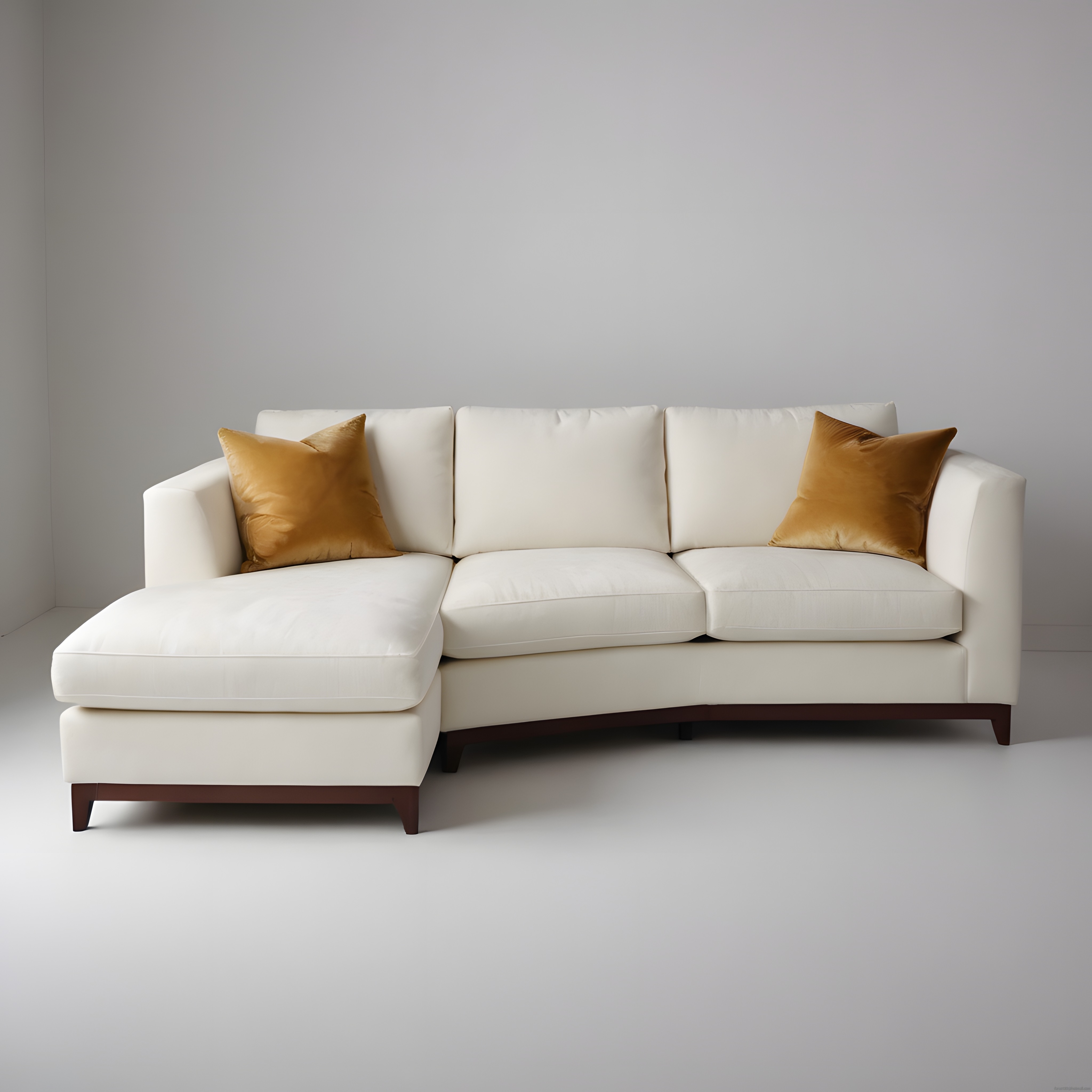 Modern ve Minimalist Beyaz Köşe Koltuk ile Altın Rengi Yastıkların Uyumu