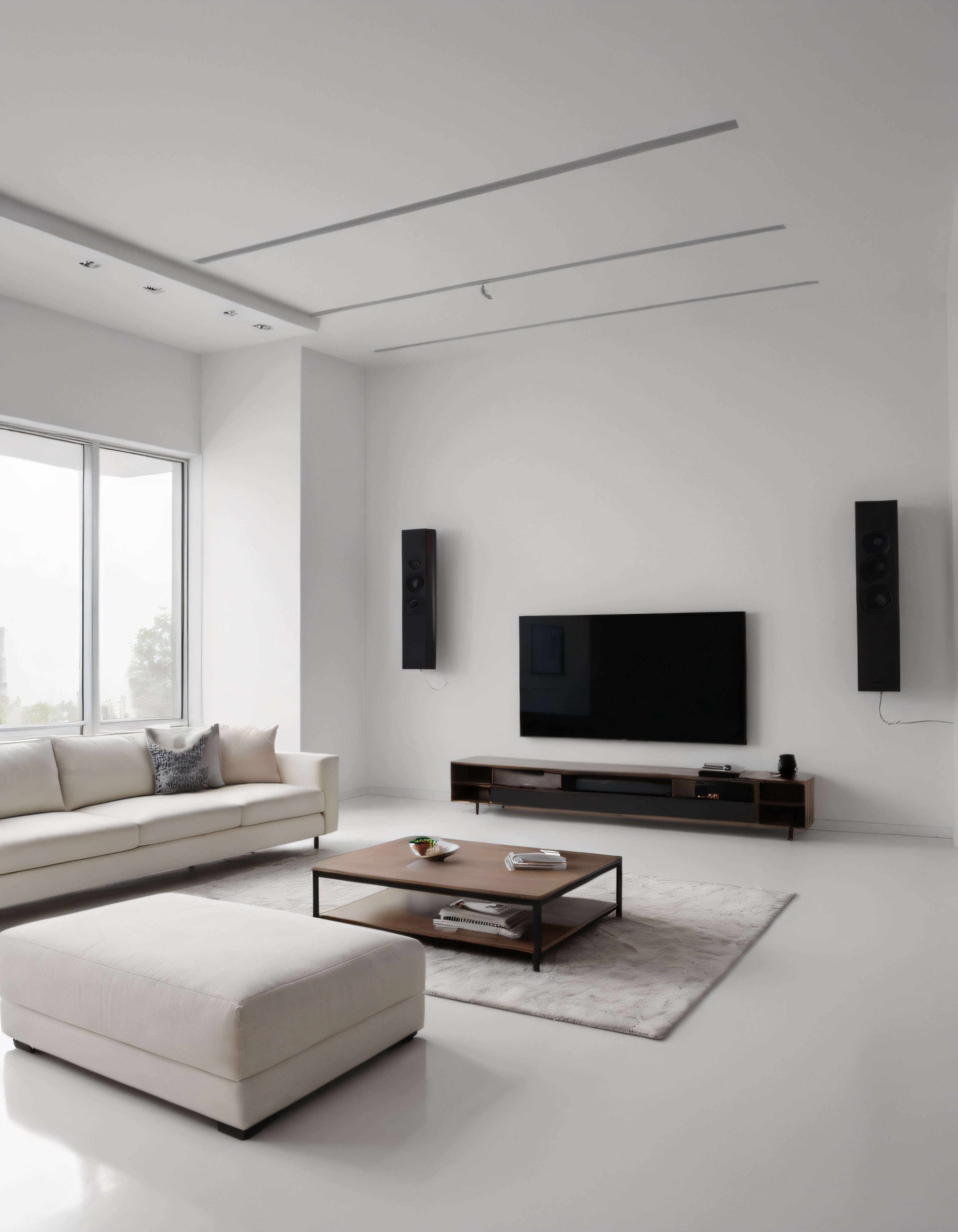 Modern ve Minimalist Beyaz Oturma Odası Tasarımı ile Sade Şıklık